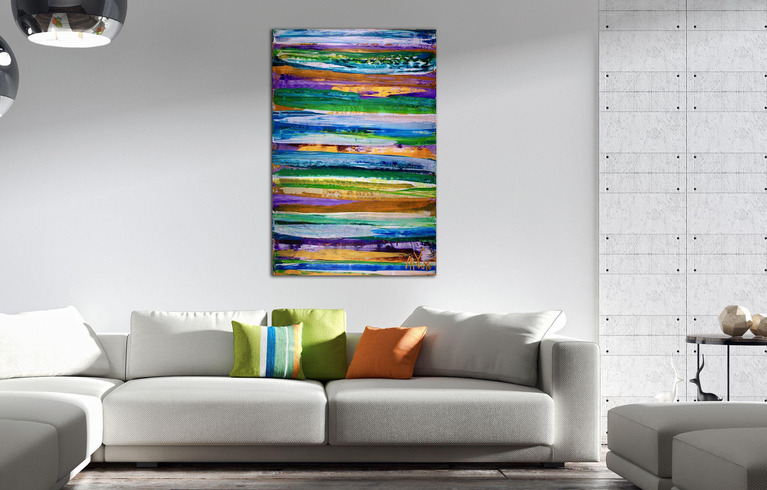 In Fresh Air 2, Pittura, Acrilico su tela - Abstract Painting Blu di Nestor Toro