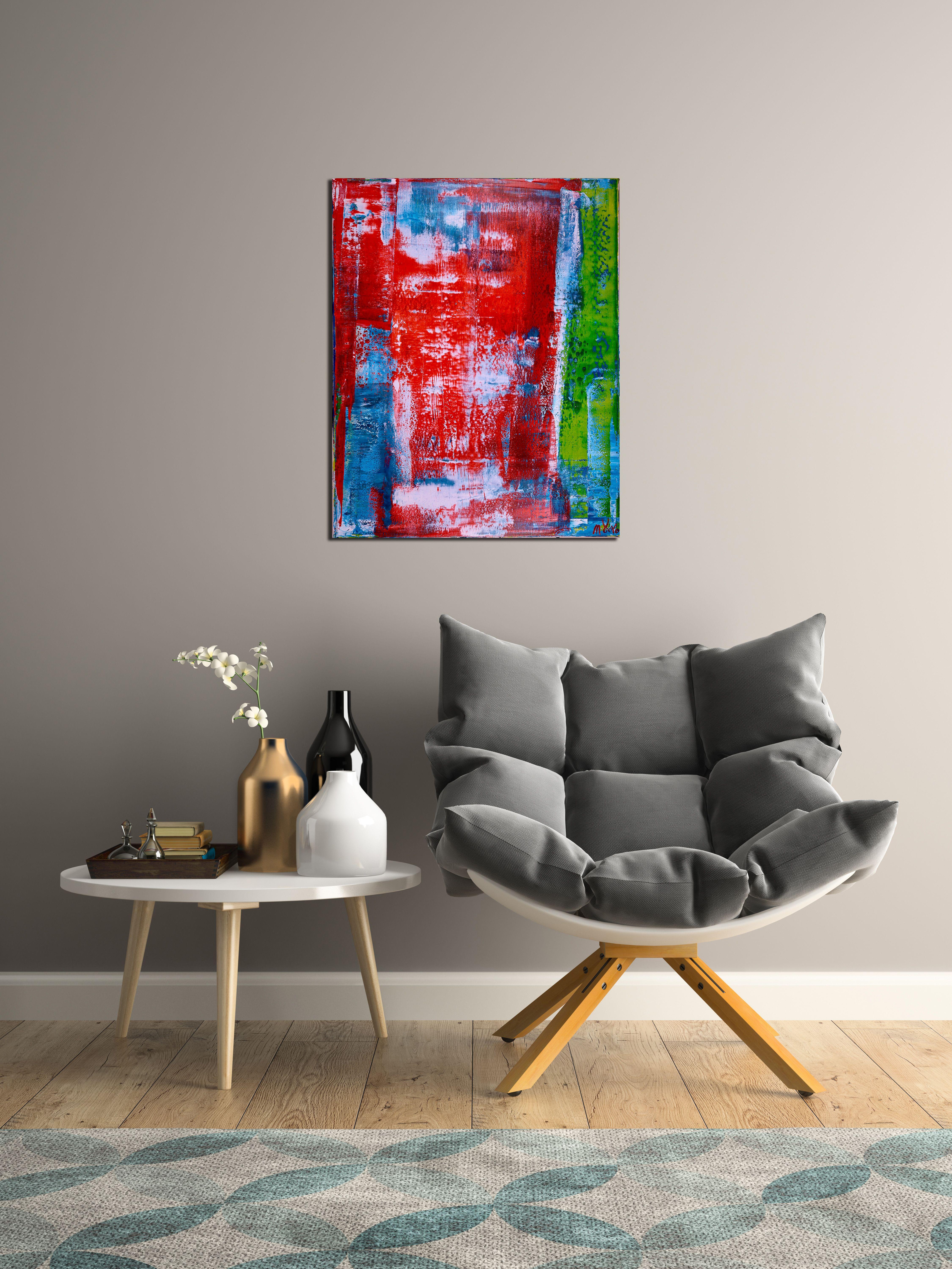 Nel mezzo, Pittura, Acrilico su tela - Abstract Painting Rosso di Nestor Toro