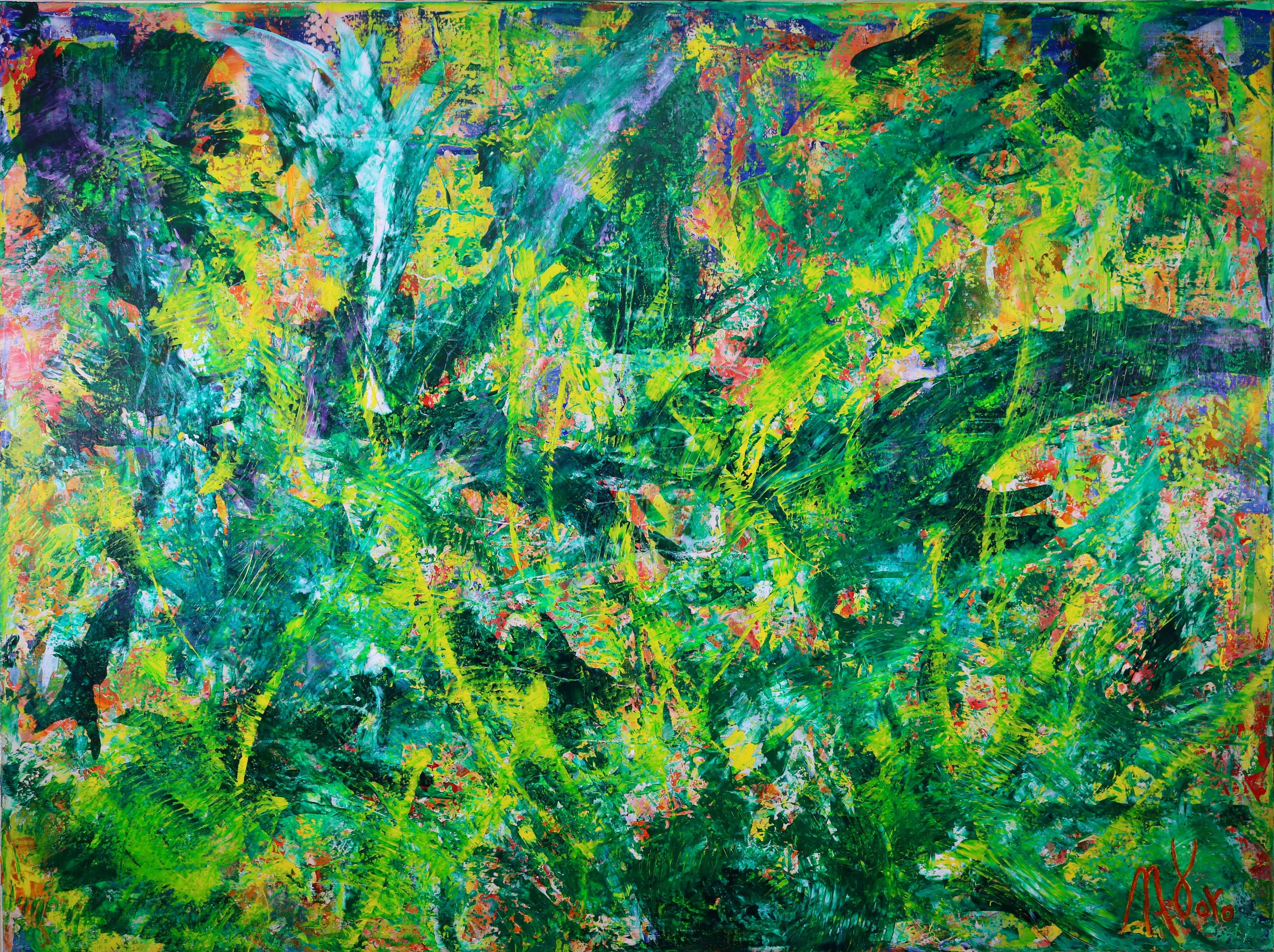 Abstract Painting di Nestor Toro - IN THE WILDERNESS - SOGNI D'INFANZIA, Pittura, Acrilico su Tela