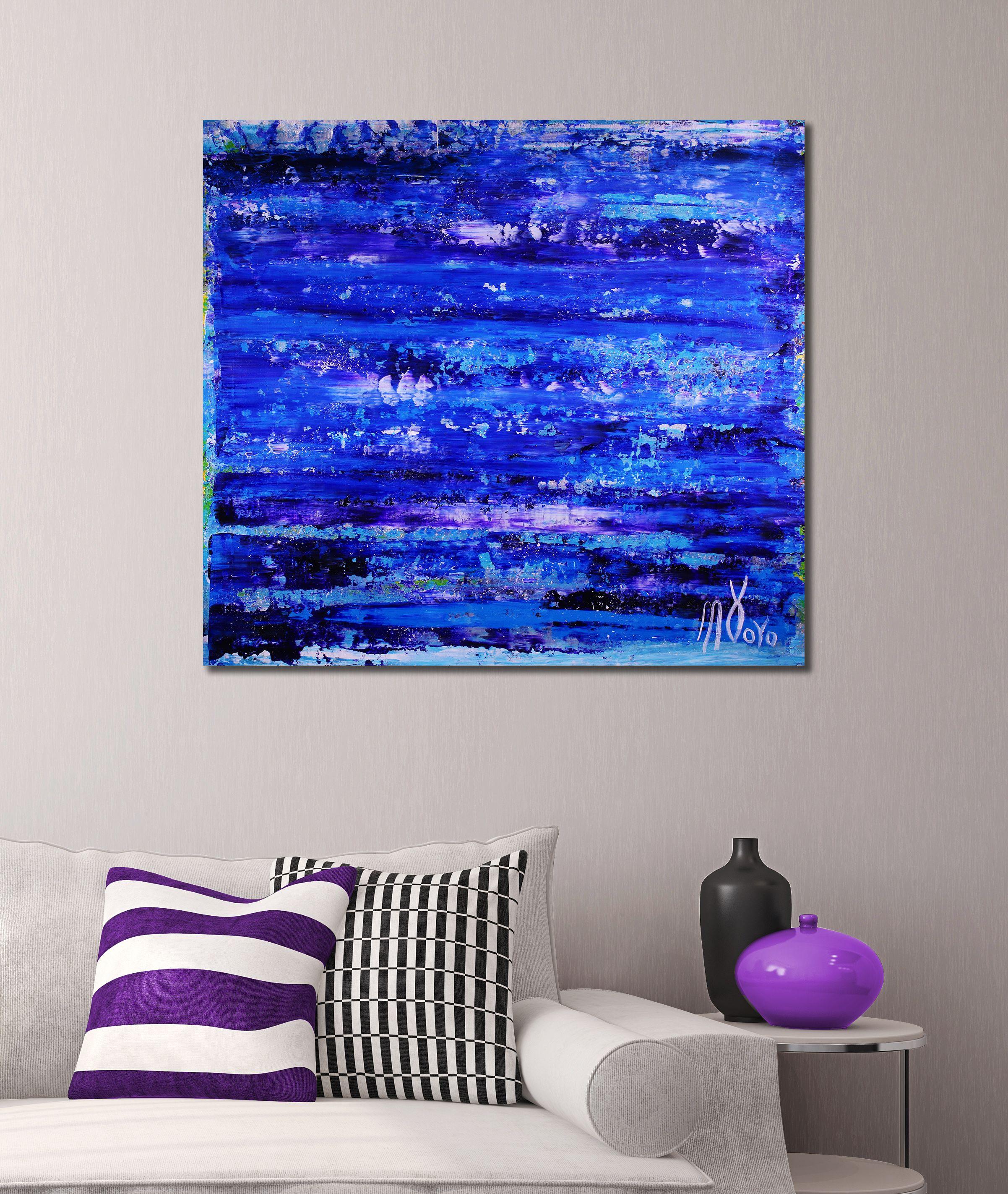 Indigo Panorama 2, Gemälde, Acryl auf Leinwand (Blau), Abstract Painting, von Nestor Toro