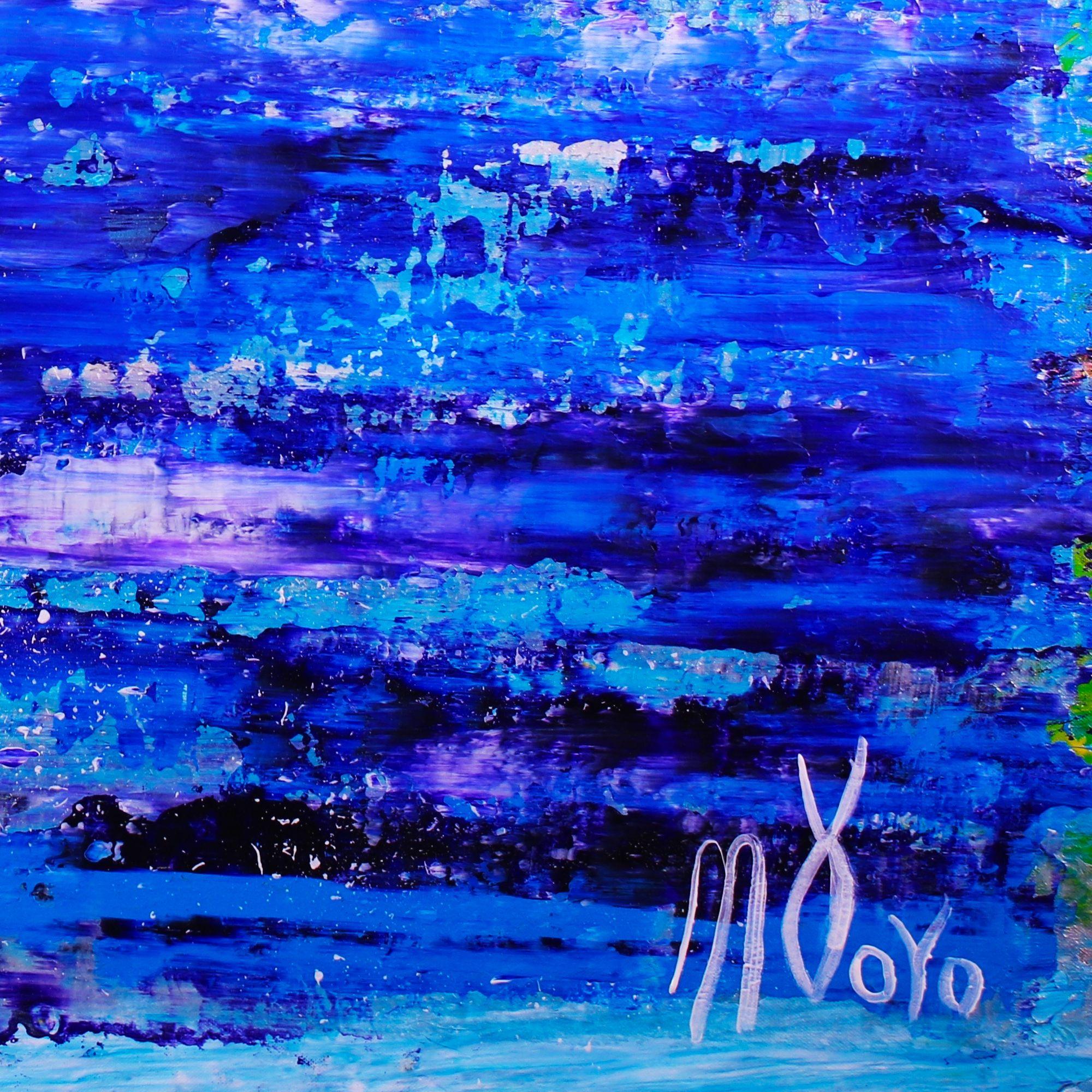 Indigo Panorama 2, Painting, Acrylic on Canvas - Blue Abstract Painting by Nestor Toro