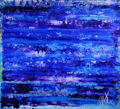 Indigo Panorama 2, Gemälde, Acryl auf Leinwand