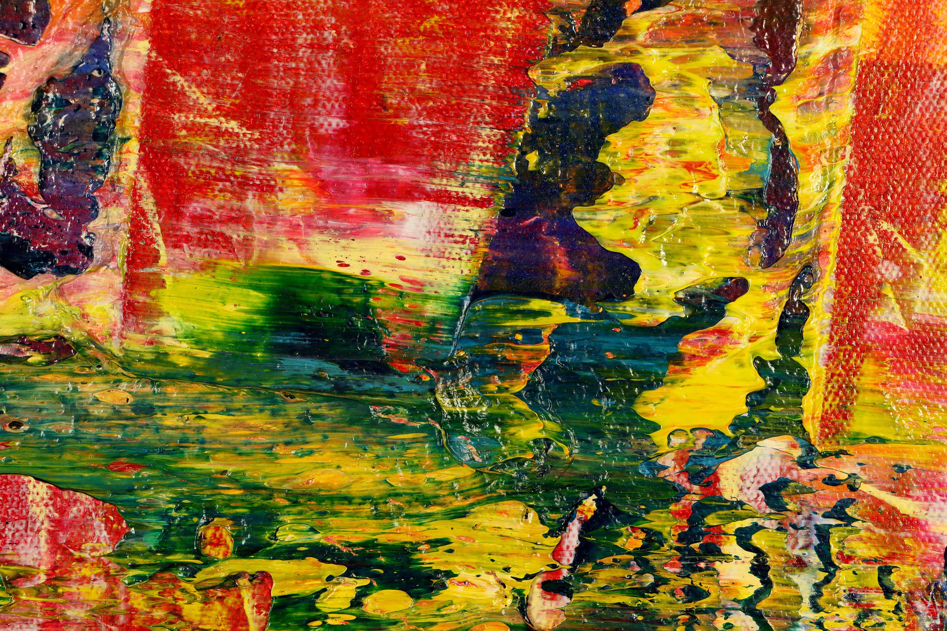 Terreno infinito (con rosso), Pittura, Acrilico su tela - Abstract Painting Rosso di Nestor Toro