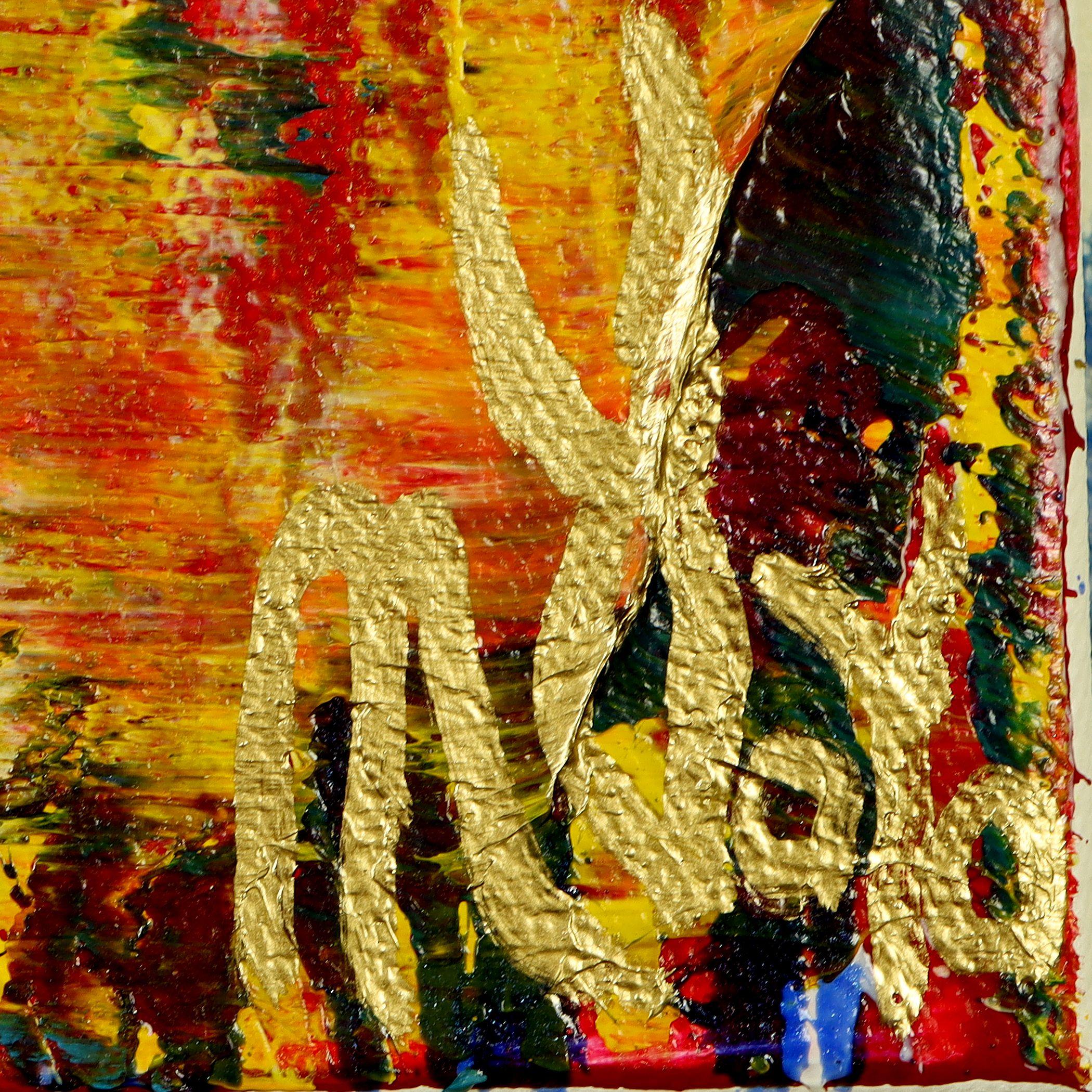 Campo di colore contemplativo e audace con colori vibranti a impasto! Giallo, blu, rosso e arancione. Questo dipinto è stato completato utilizzando delle spatole. L'opera arriva pronta per essere appesa e firmata sul davanti. Tela con bordi profondi