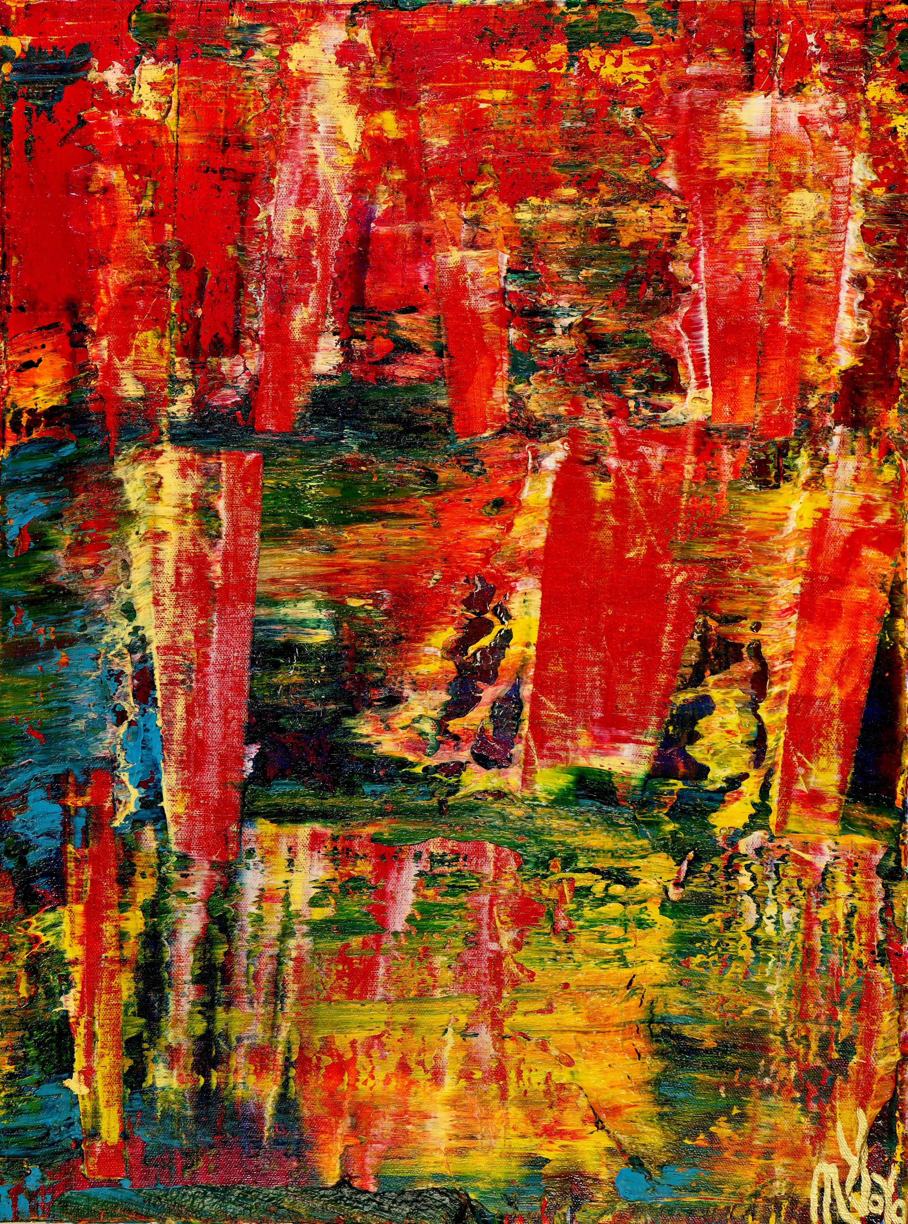 Abstract Painting di Nestor Toro - Terreno infinito (con rosso), Pittura, Acrilico su tela