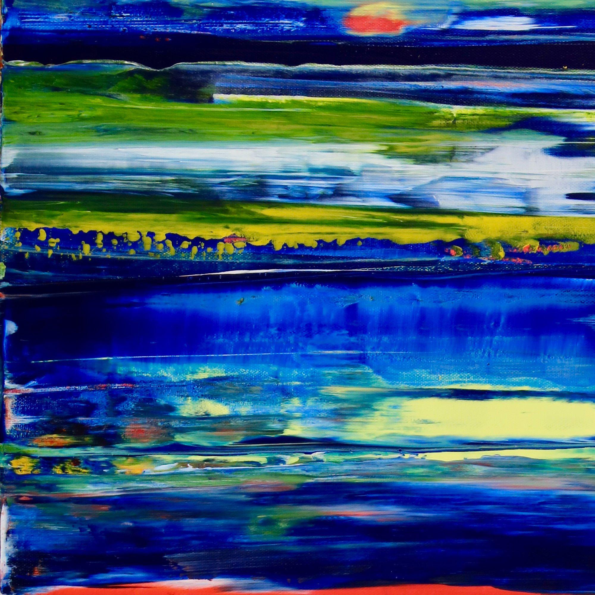 Interrupted blue spectra, Painting, Acrylic on Canvas For Sale 1