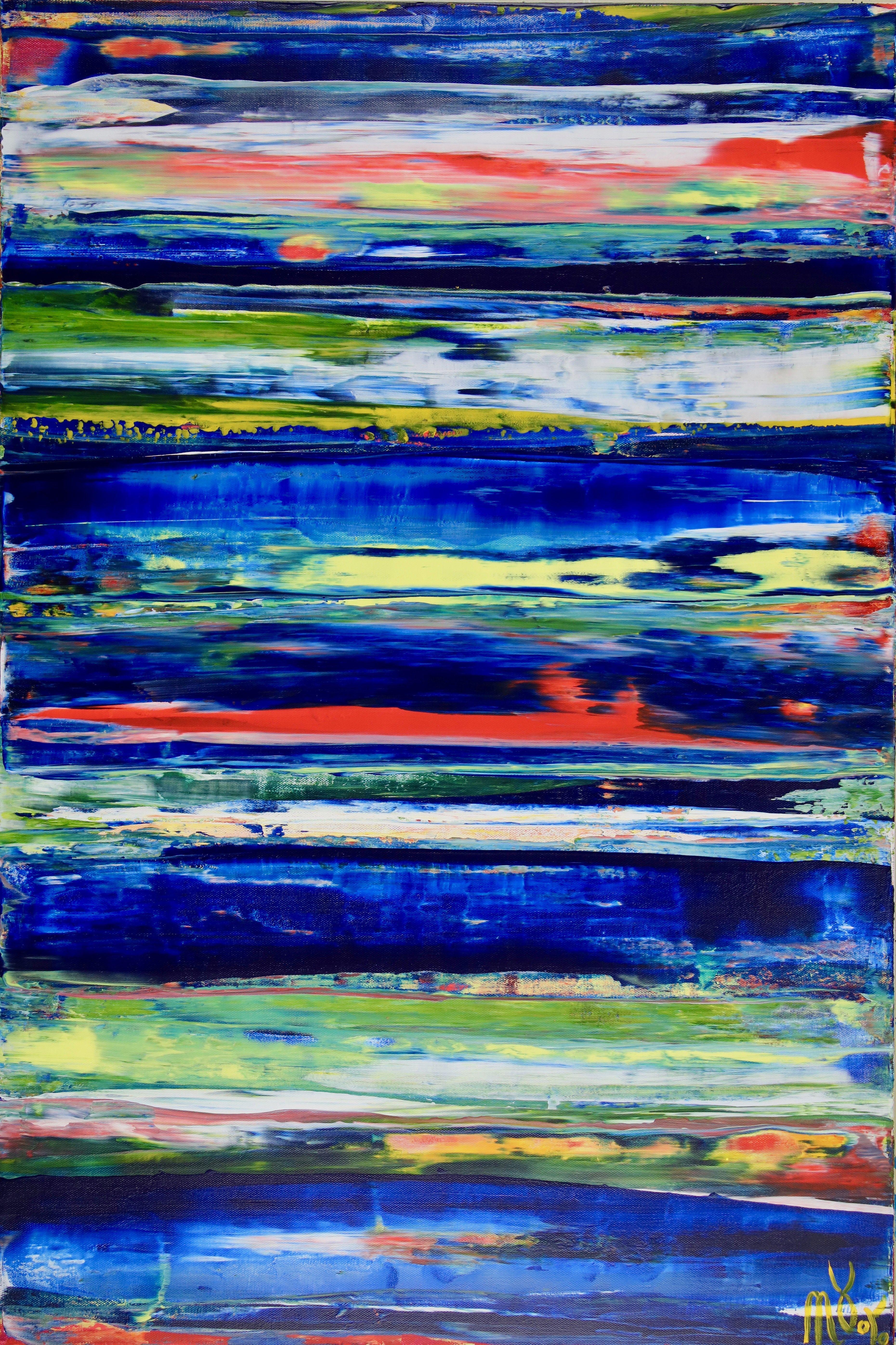 Nestor Toro Abstract Painting - Interrupted blue spectra, Painting, Acrylic on Canvas