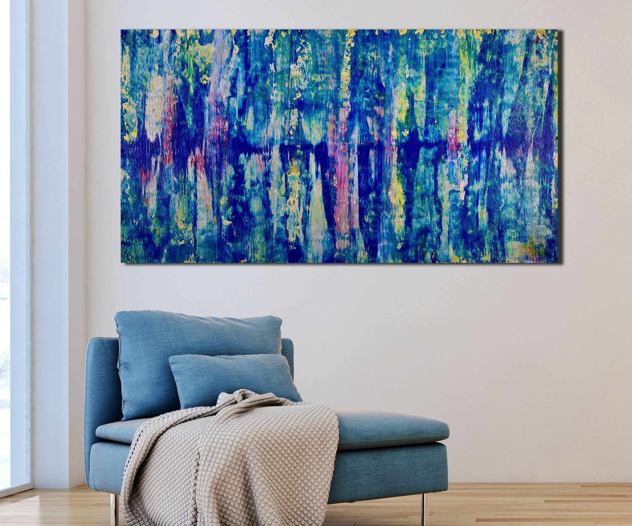 Spettri d'acqua iridescenti, Pittura, Acrilico su tela - Painting di Nestor Toro