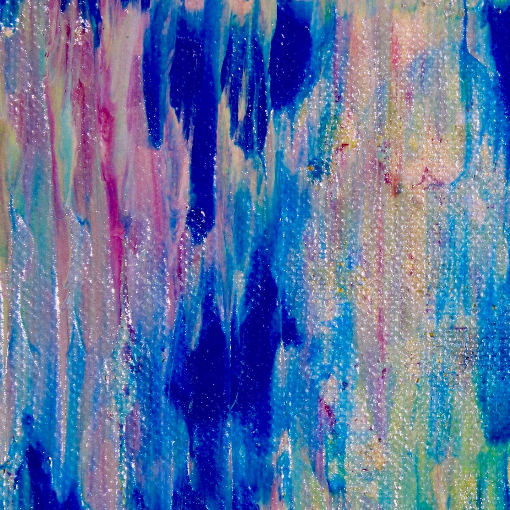 Iridescent aqua spectra, Painting, Acrylic on Canvas - Blue Abstract Painting by Nestor Toro