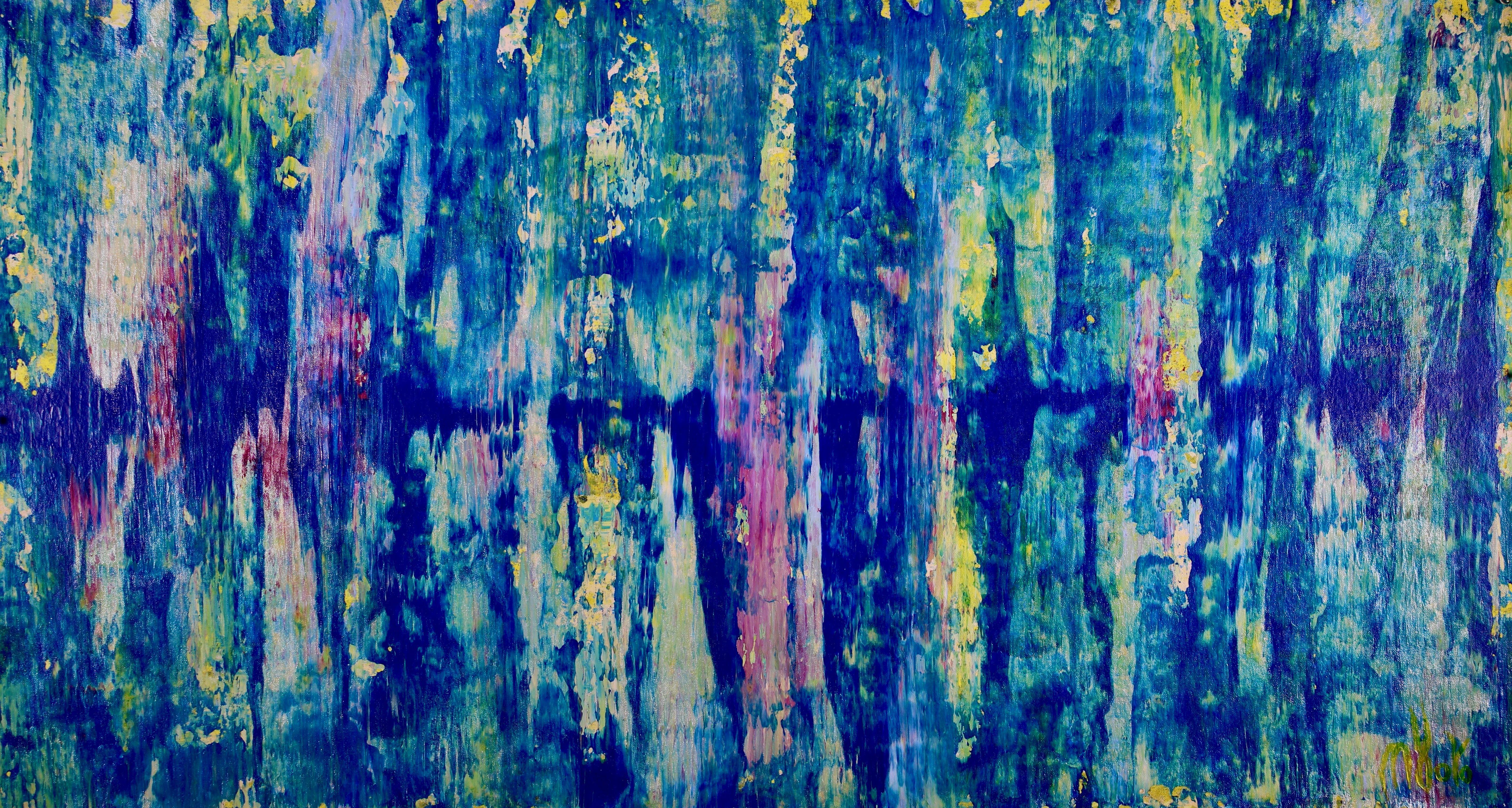 Abstract Painting di Nestor Toro - Spettri d'acqua iridescenti, Pittura, Acrilico su tela