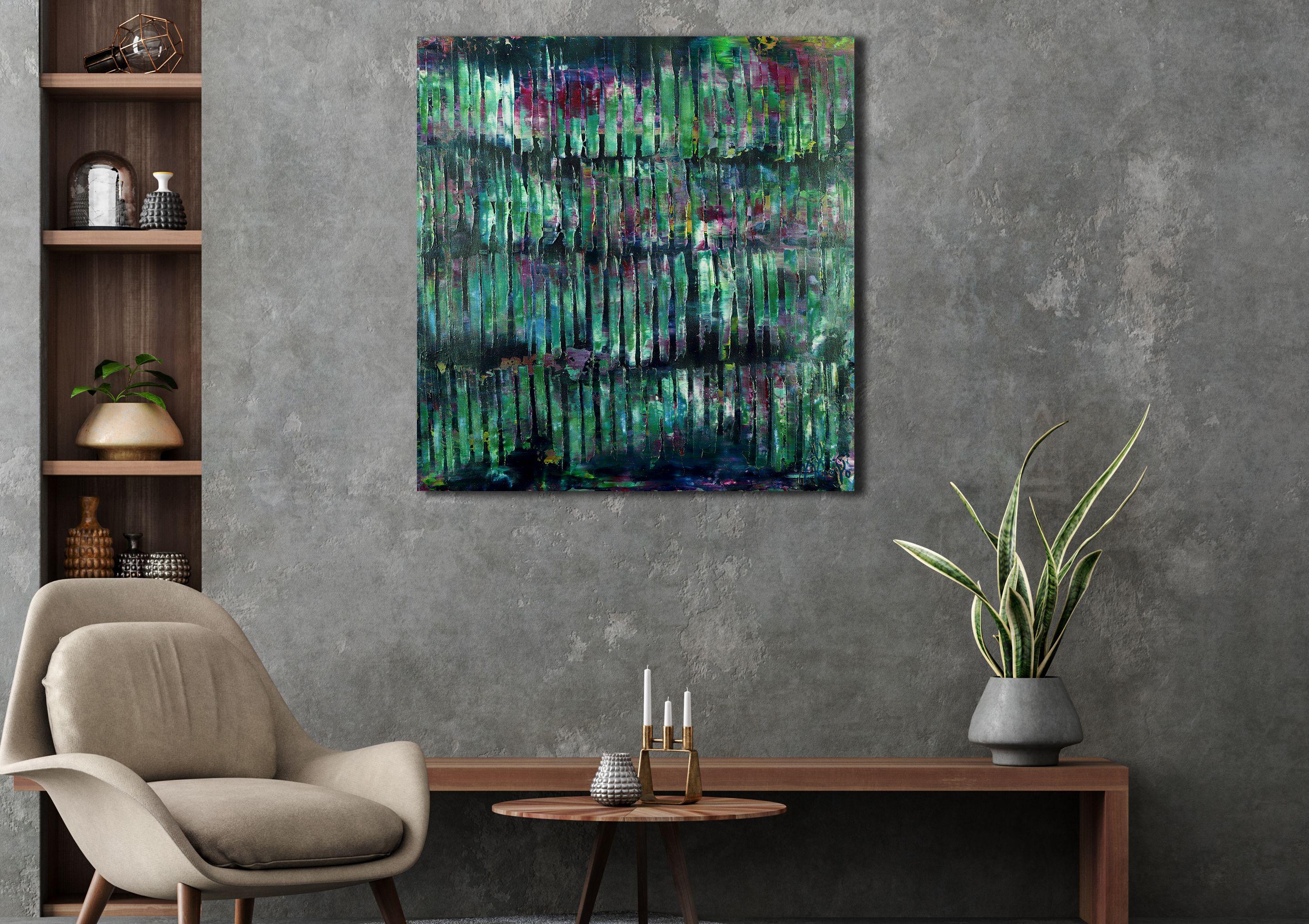 Foresta verde iridescente 1, Pittura, Acrilico su tela - Painting di Nestor Toro