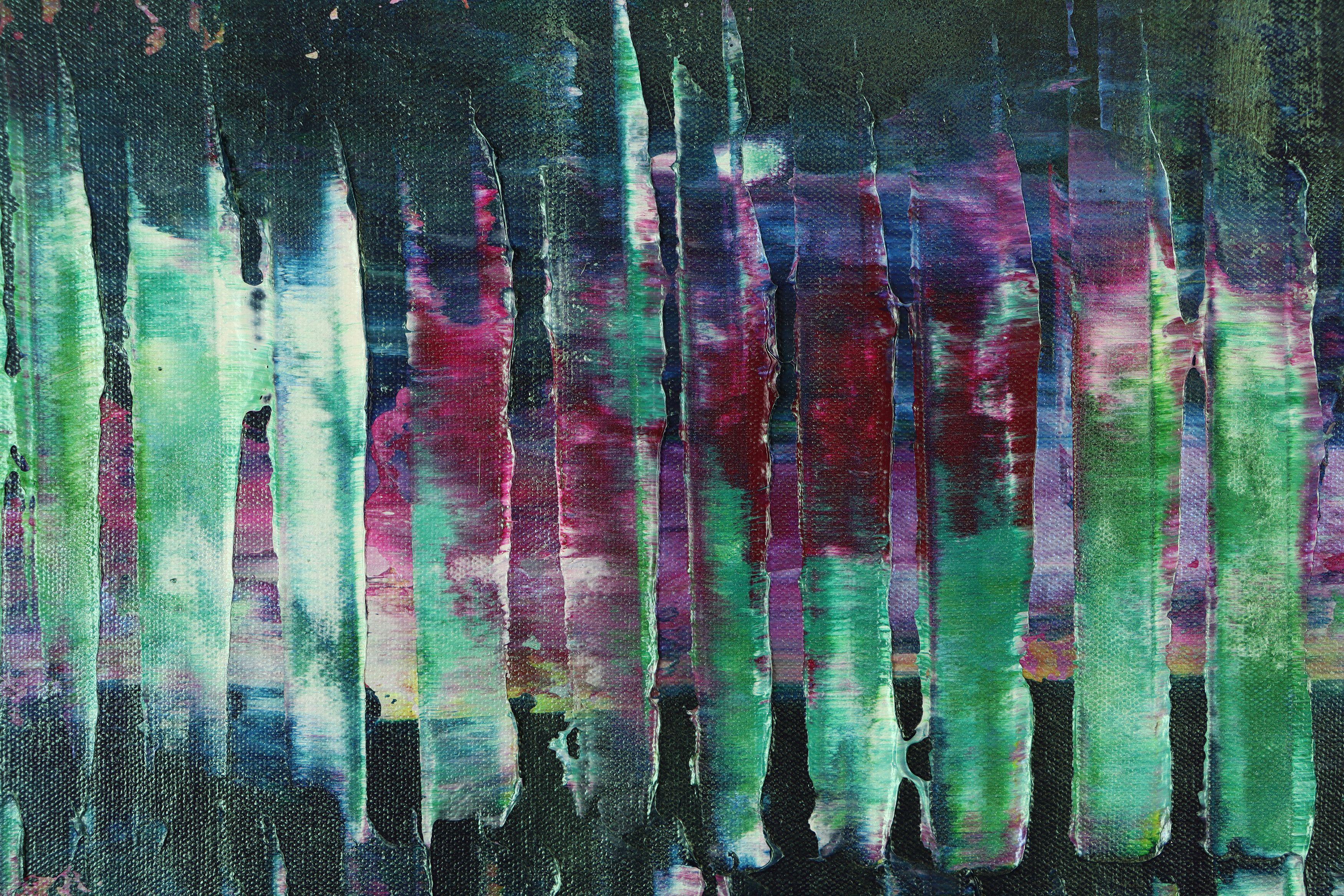 Iridescent green forest 1, Painting, Acrylic on Canvas For Sale 1