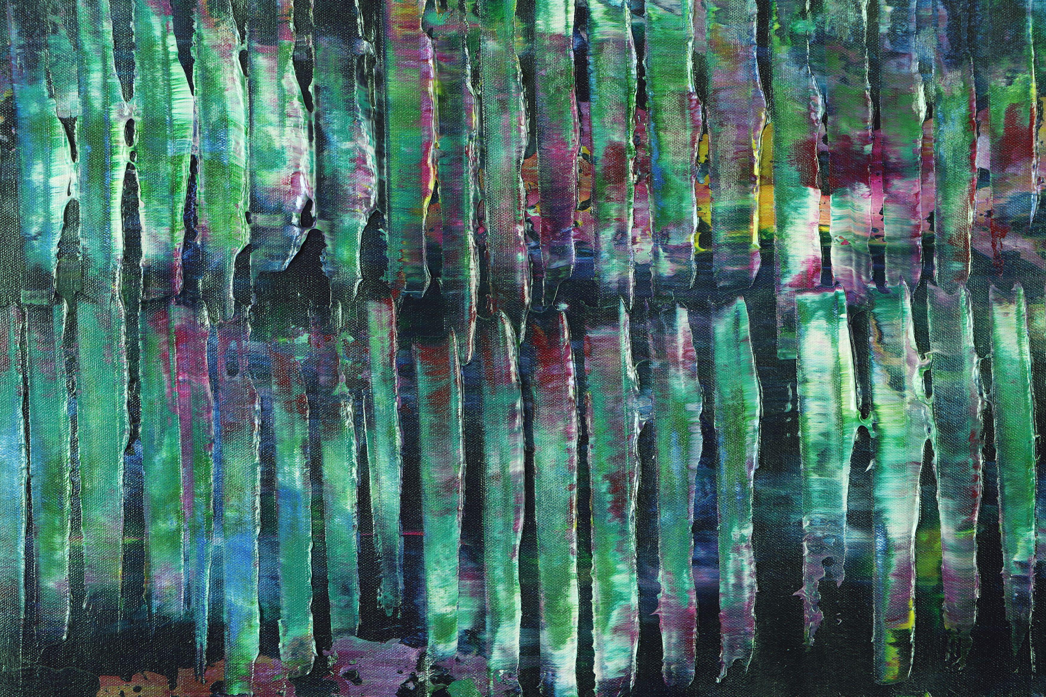 Iridescent green forest 1, Painting, Acrylic on Canvas For Sale 2