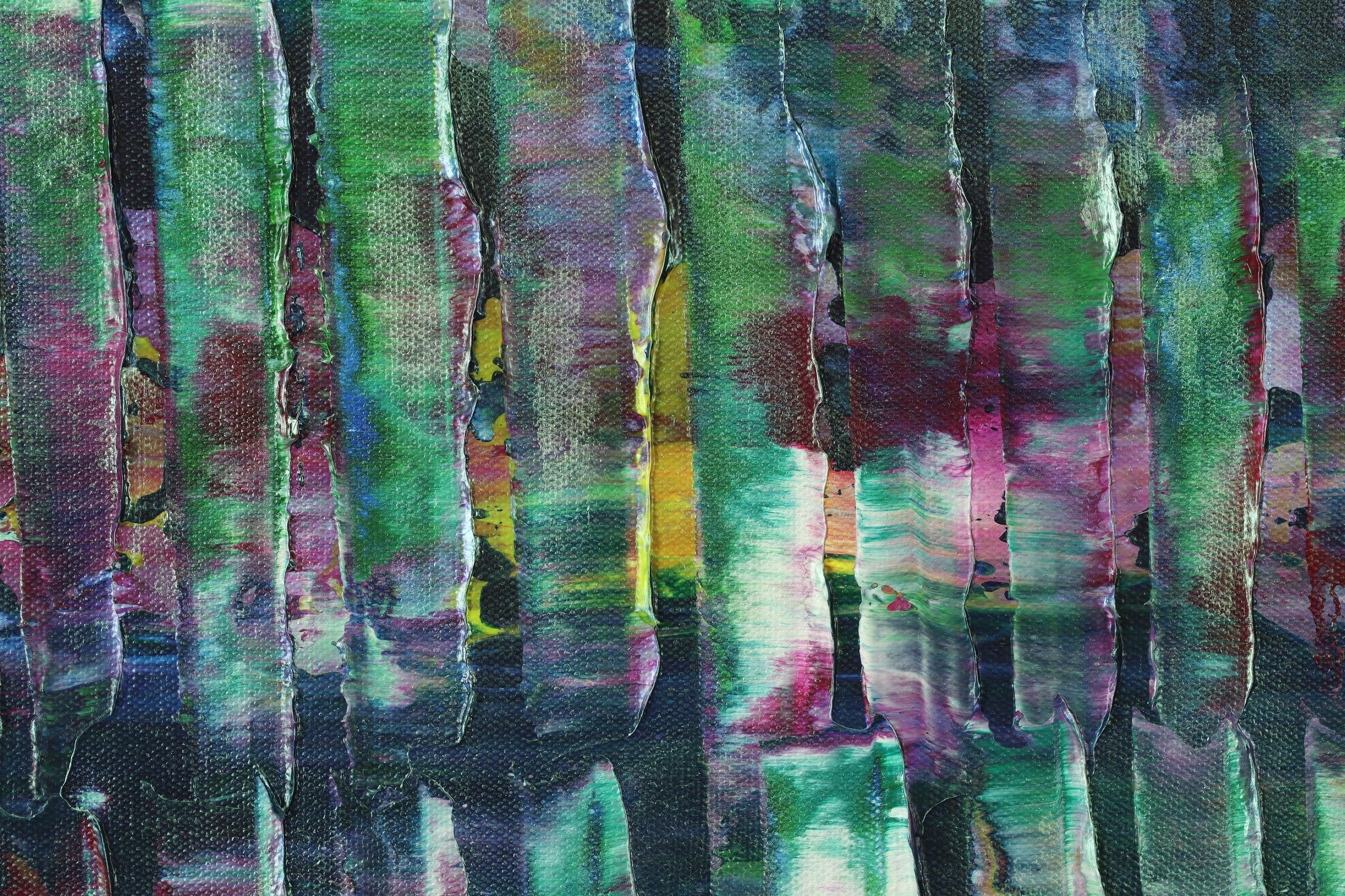 Peinture Forêt verte irisée 1, acrylique sur toile en vente 1