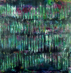 Iridescent green forest 1, Painting, Acrylic on Canvas