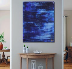 Schillerndes Mitternachtsblau (Moon reflections), Gemälde, Acryl auf Leinwand