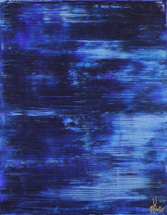 Iridescent midnight blue (Moon reflections), Painting, Acrylic on Canvas