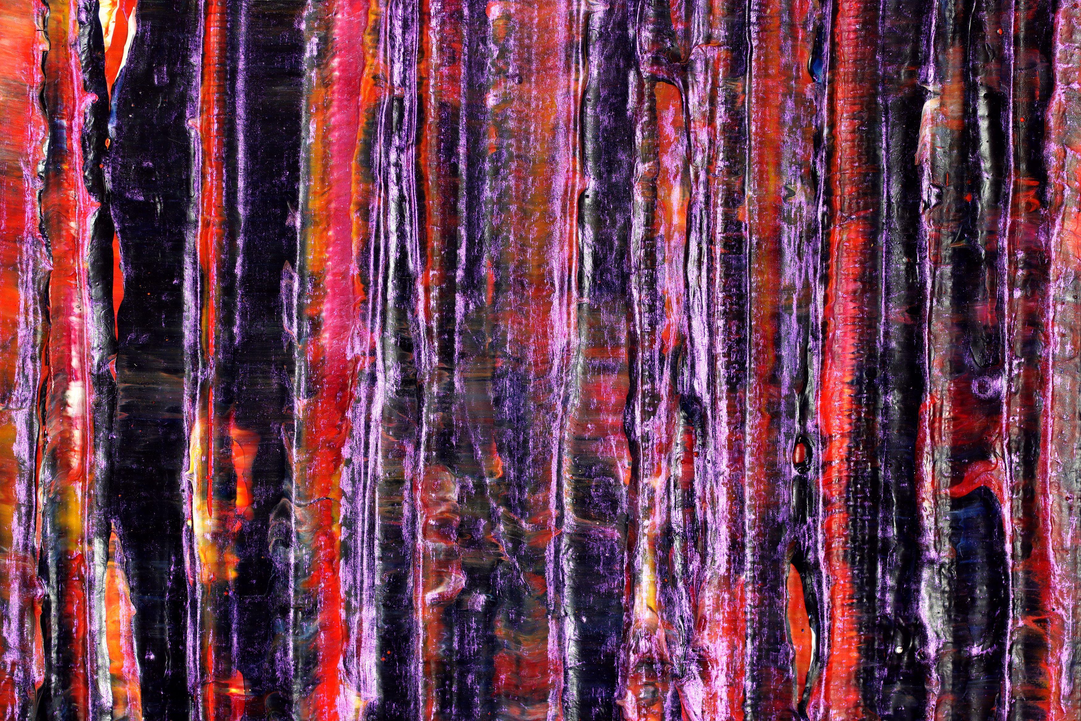 Iridescent night (Purple red), Painting, Acrylic on Canvas - Black Abstract Painting by Nestor Toro