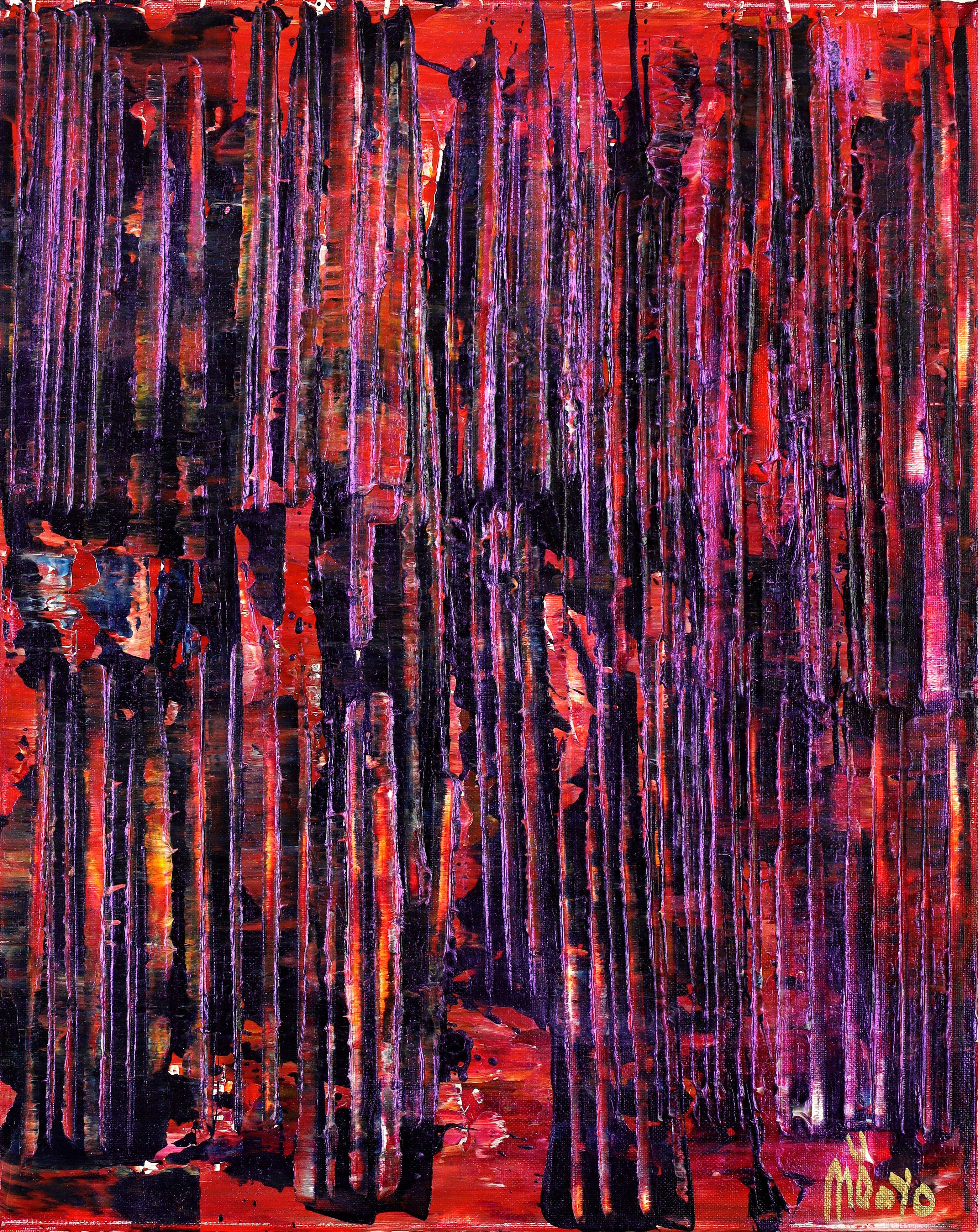 Nestor Toro Abstract Painting - Iridescent night (Purple red), Painting, Acrylic on Canvas