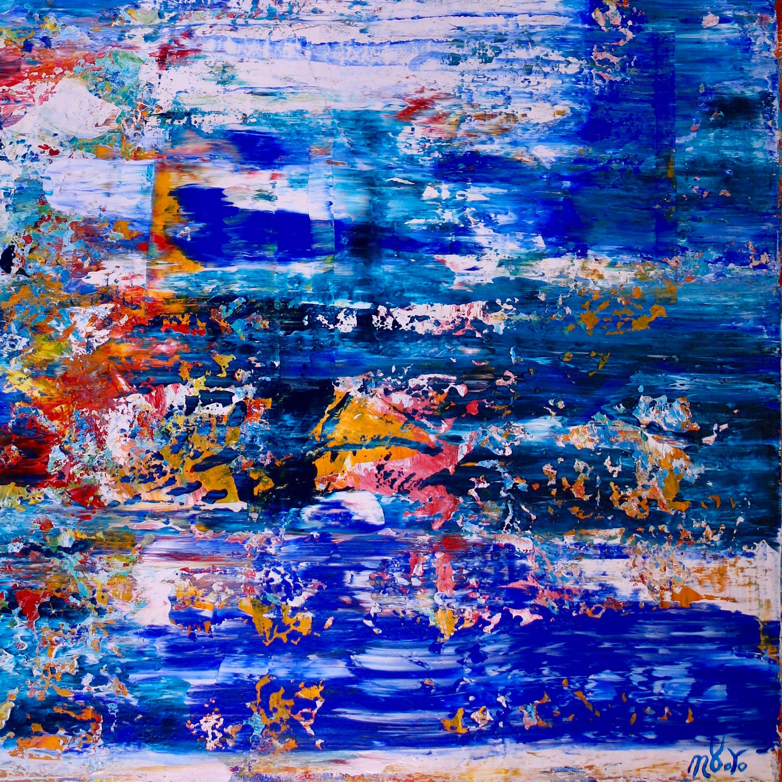 Island Coast (Tide pools), Painting, Acrylic on Canvas - Blue Abstract Painting by Nestor Toro