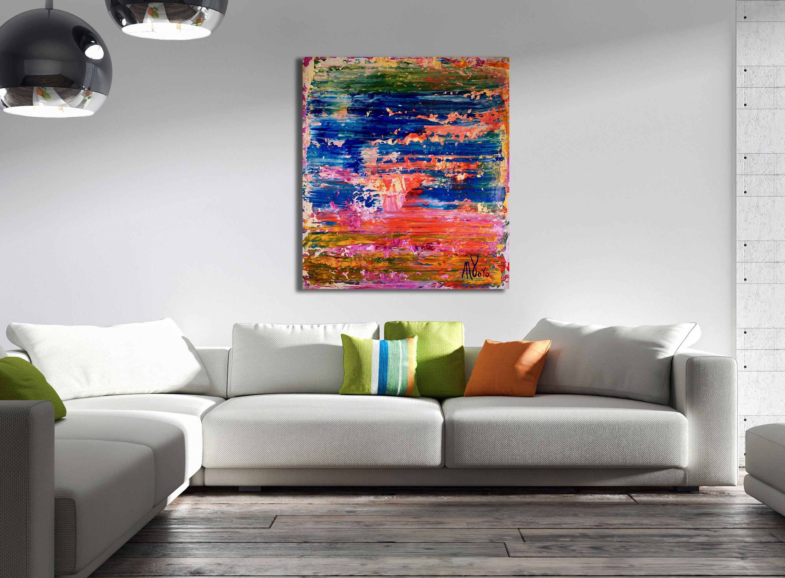 It's time for a Vacay!, Painting, Acrylic on Canvas - Pink Abstract Painting by Nestor Toro