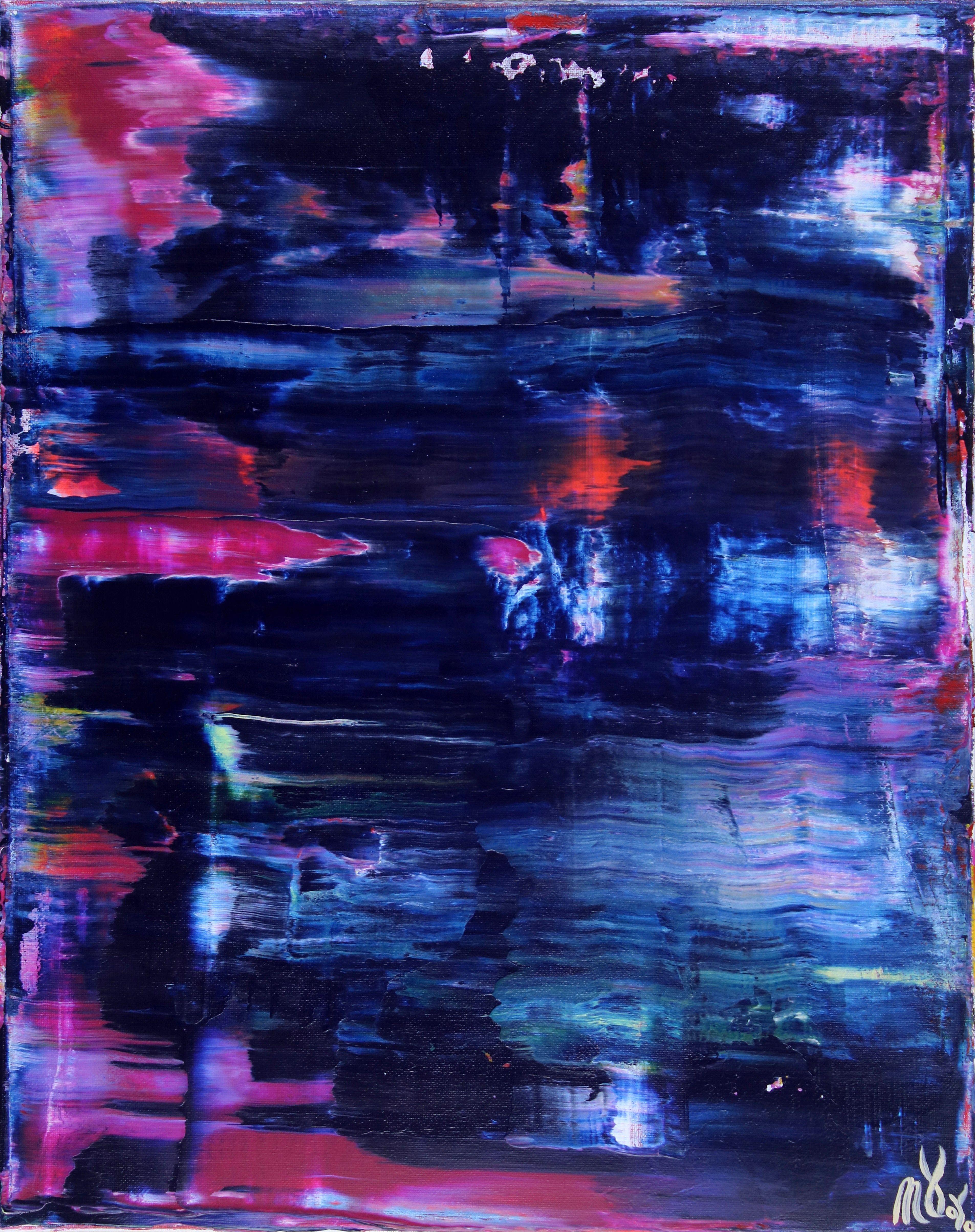 Nestor Toro Abstract Painting - La noche (night time), Painting, Acrylic on Canvas