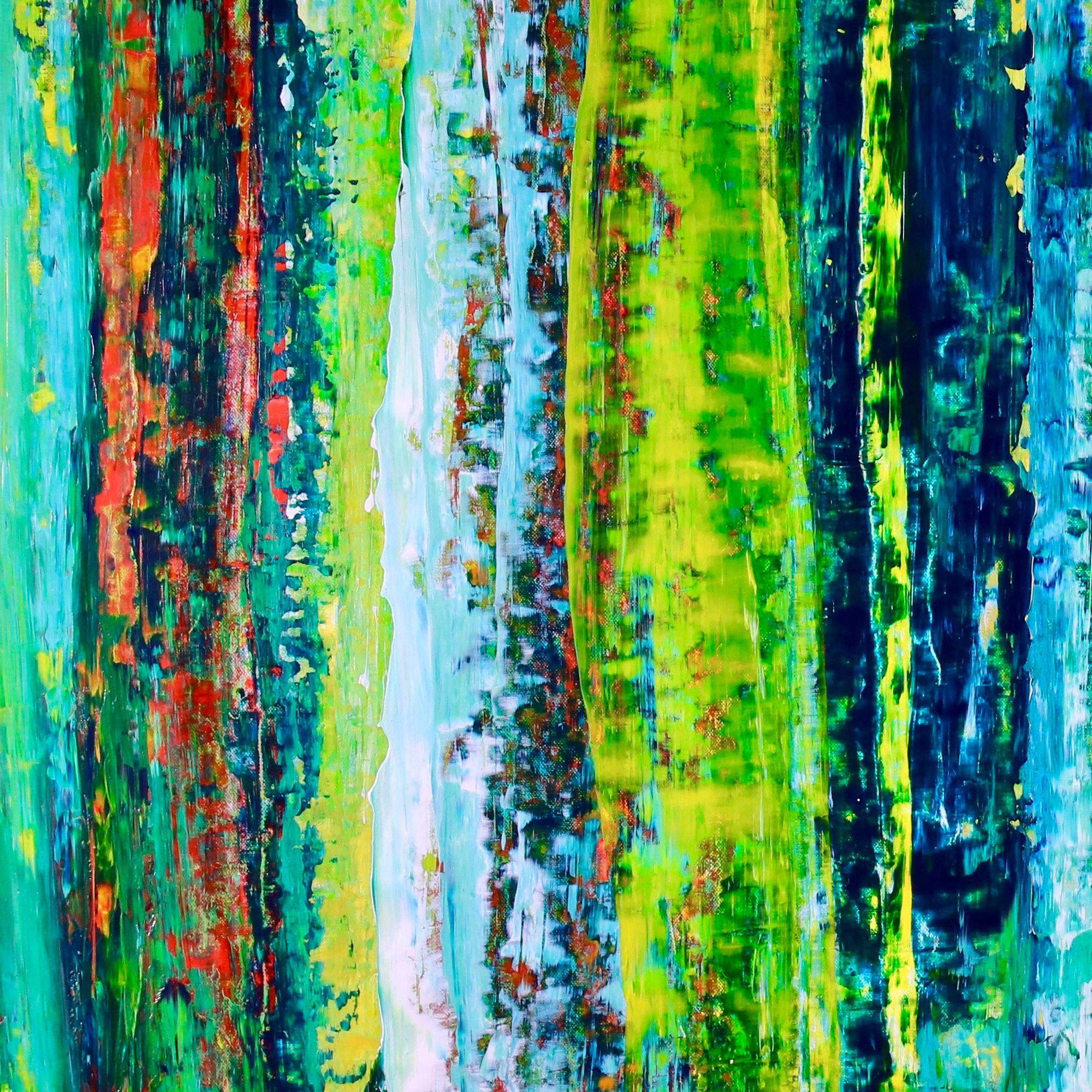 Landscape expressions No.3, Painting, Acrylic on Canvas - Green Abstract Painting by Nestor Toro