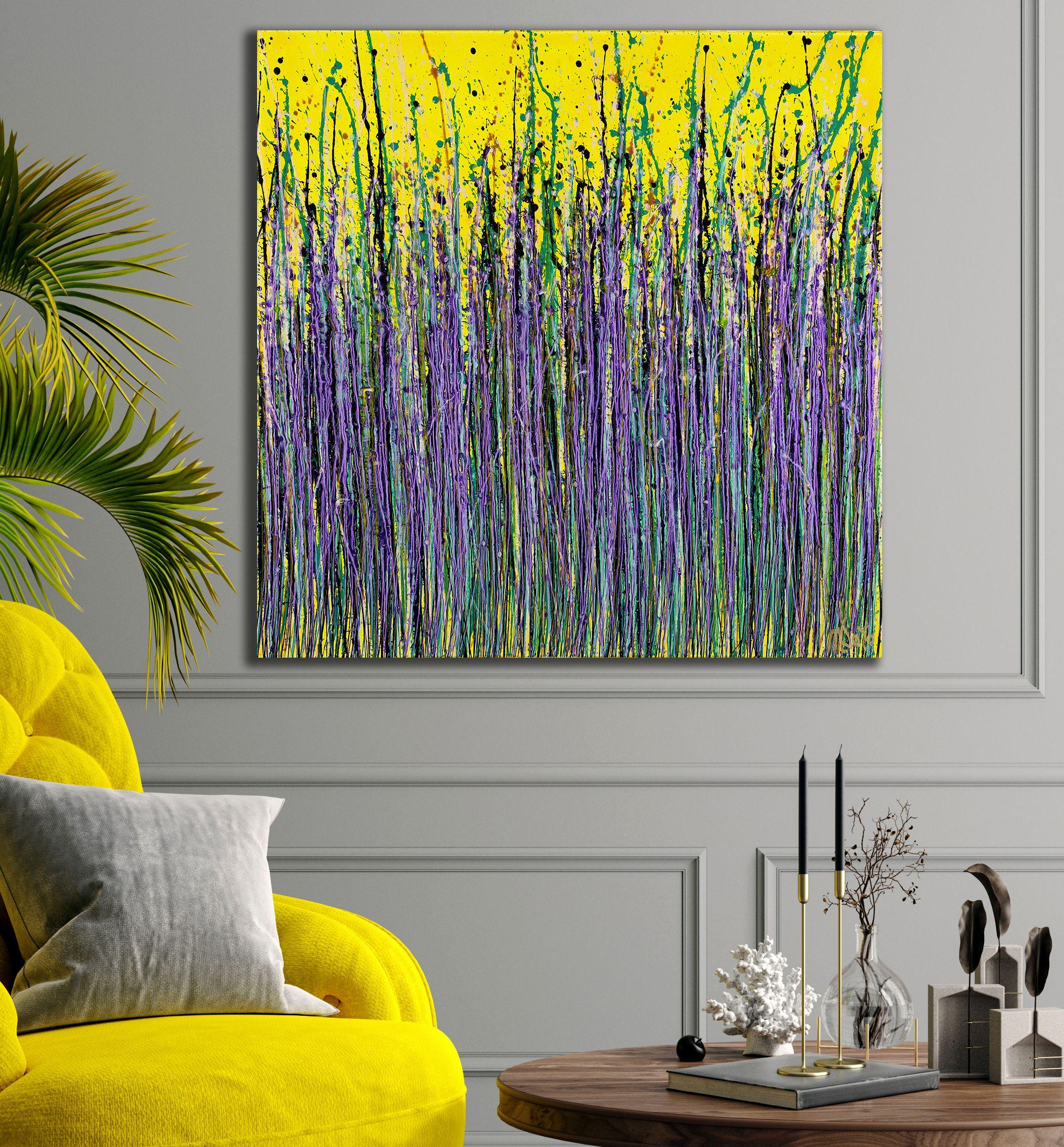 Brillo de lavanda (Jardín de verano), Pintura, Acrílico sobre lienzo - Painting Expresionista de Nestor Toro