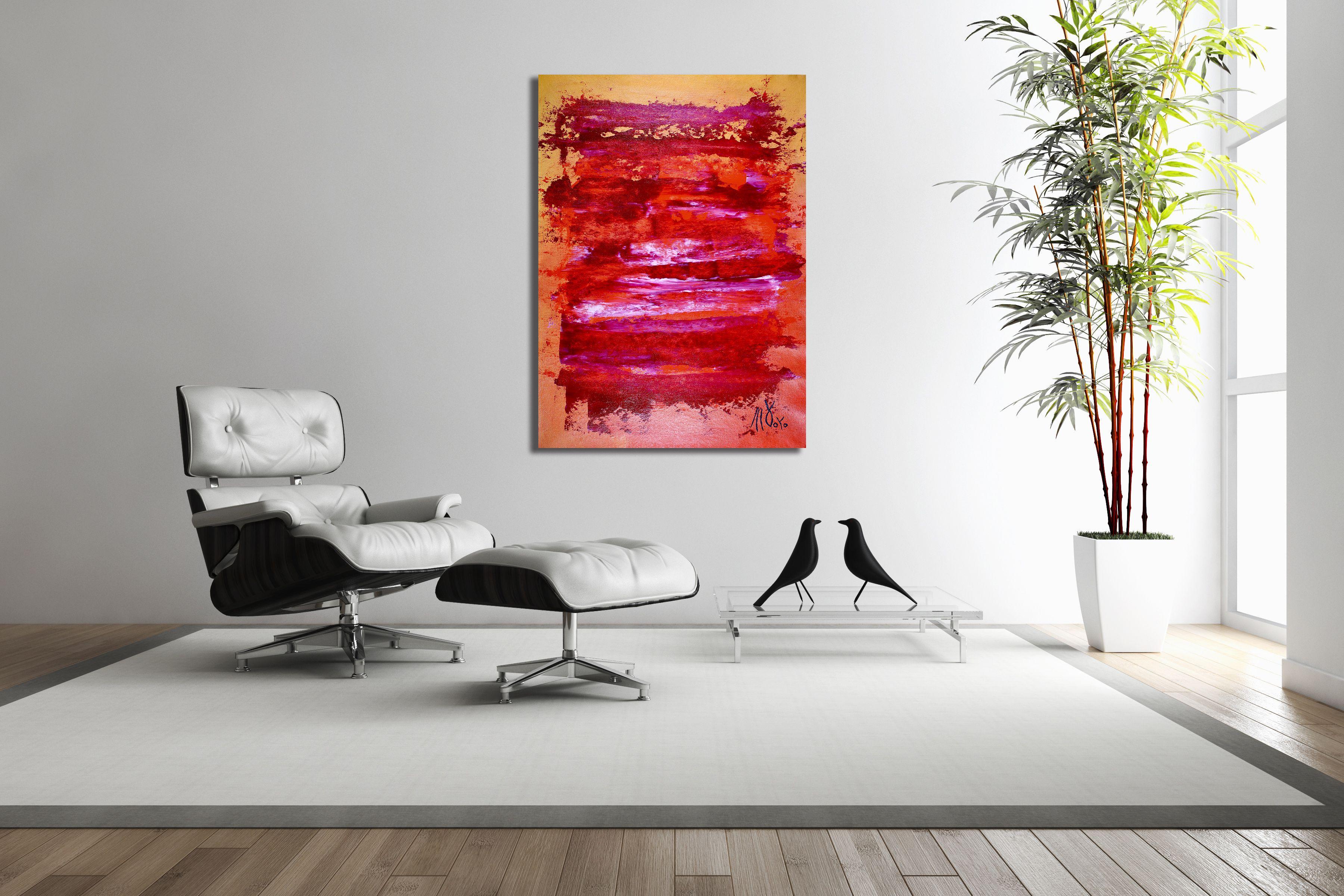 Sfumature di luce, Pittura, Acrilico su tela - Abstract Painting Rosso di Nestor Toro