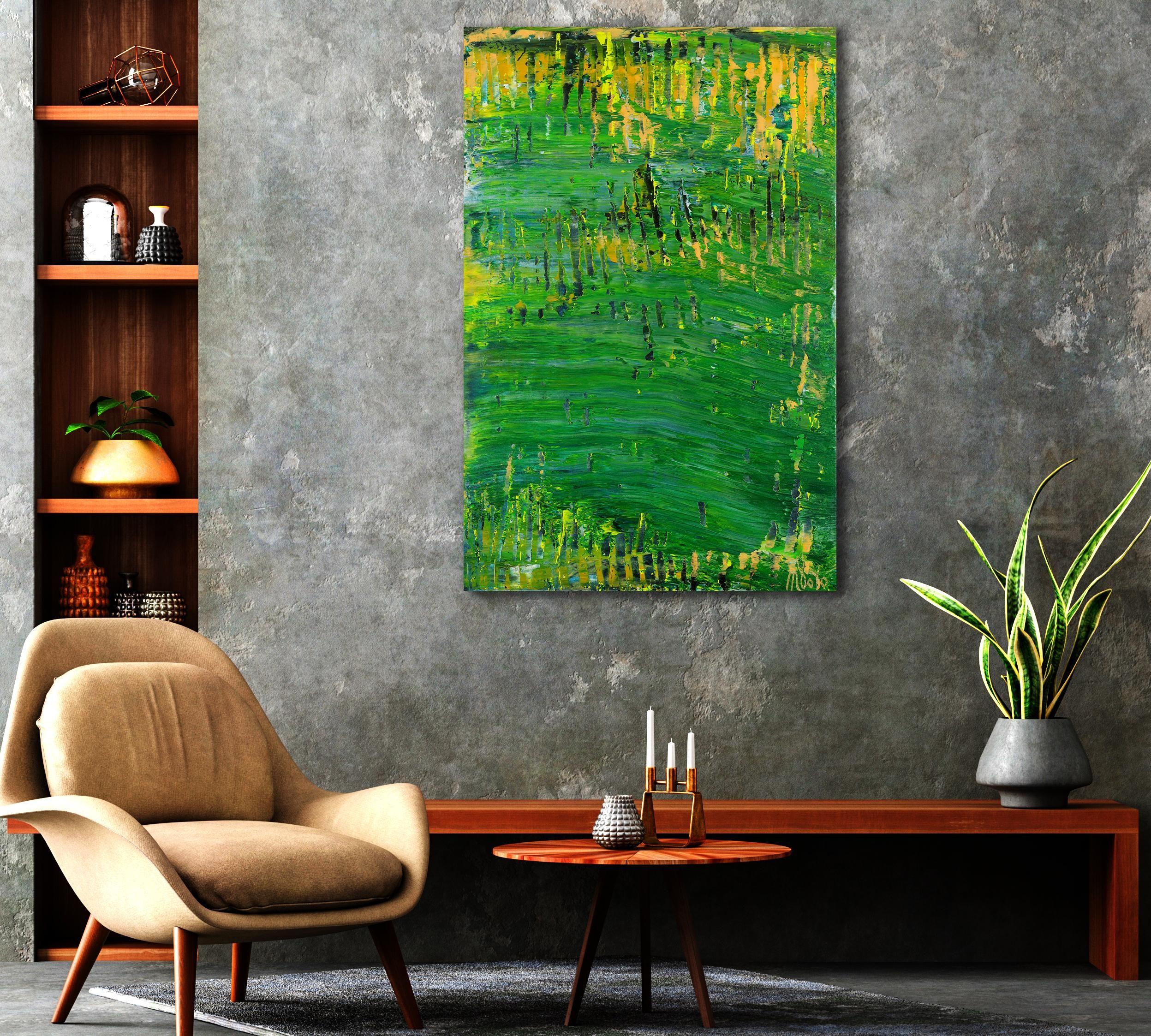 Exuberantes colinas verdes, Pintura, Acrílico sobre lienzo - Painting Abstracto de Nestor Toro
