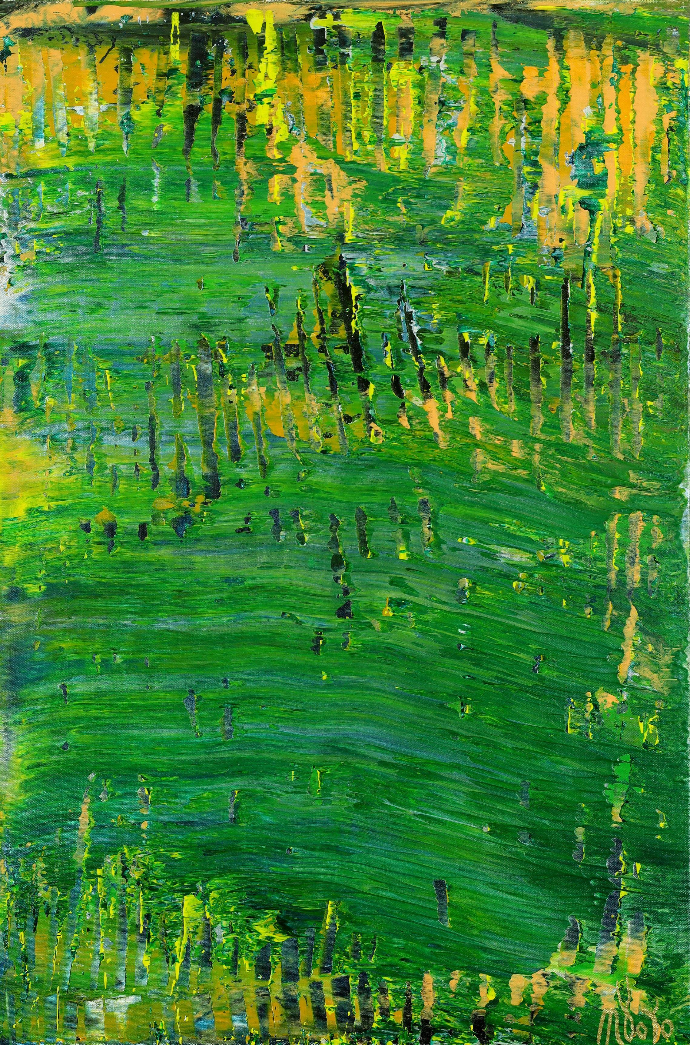 Abstract Painting de Nestor Toro - Exuberantes colinas verdes, Pintura, Acrílico sobre lienzo