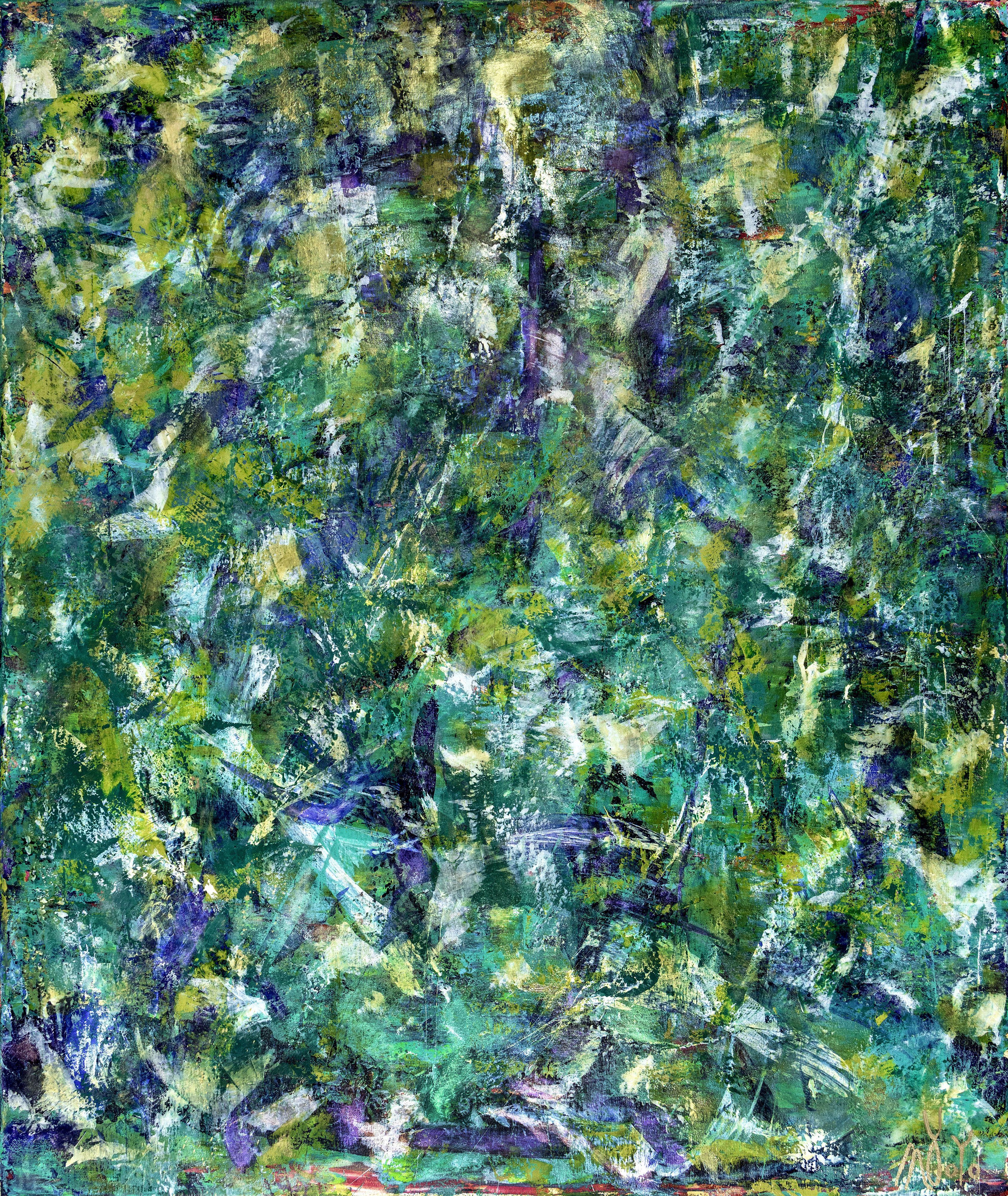 Nestor Toro Abstract Painting – Lush Greenery (Regrowth) 2, Gemälde, Acryl auf Leinwand