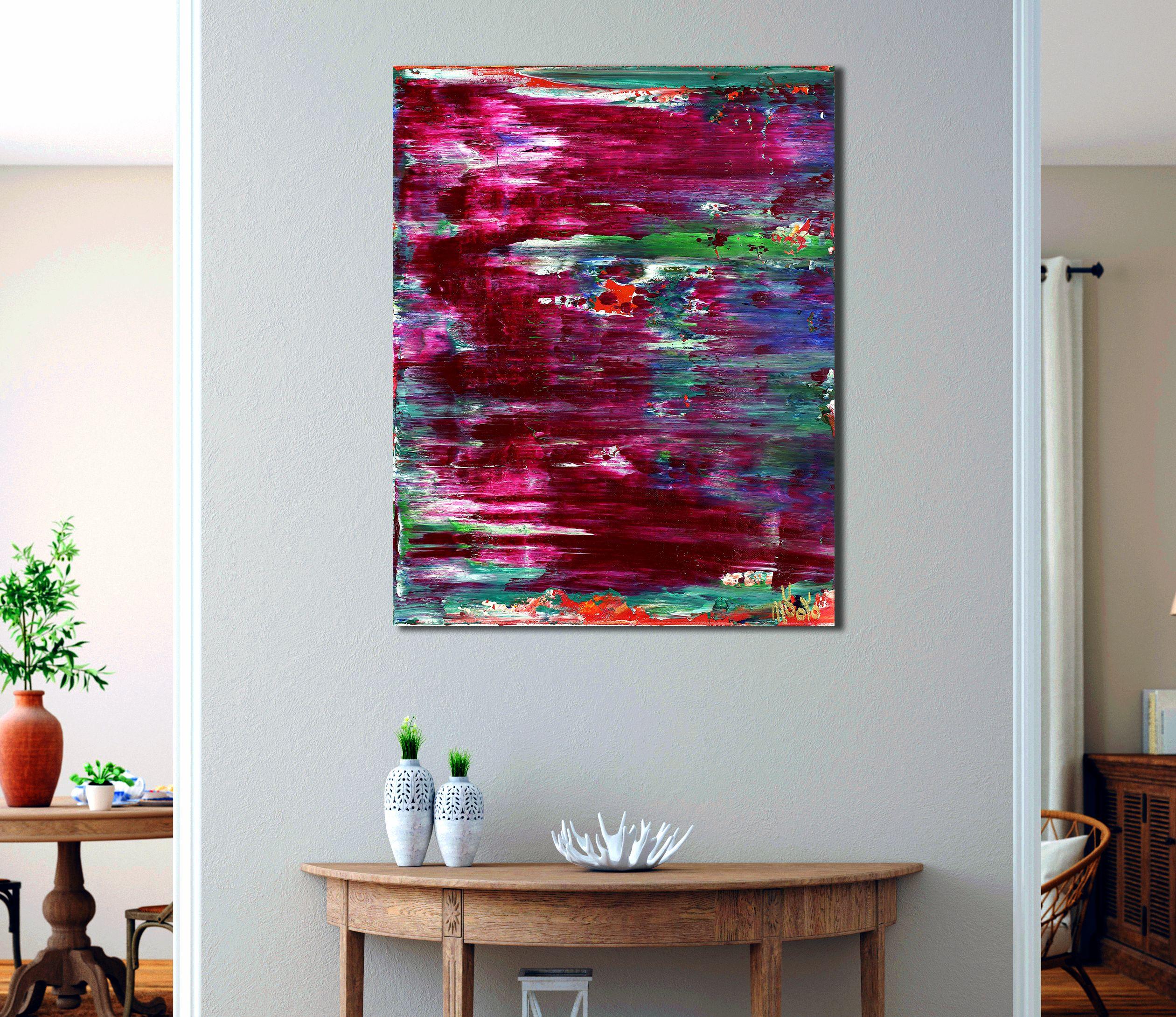 Magenta panorama (Flowering), Painting, Acrylic on Canvas For Sale 1