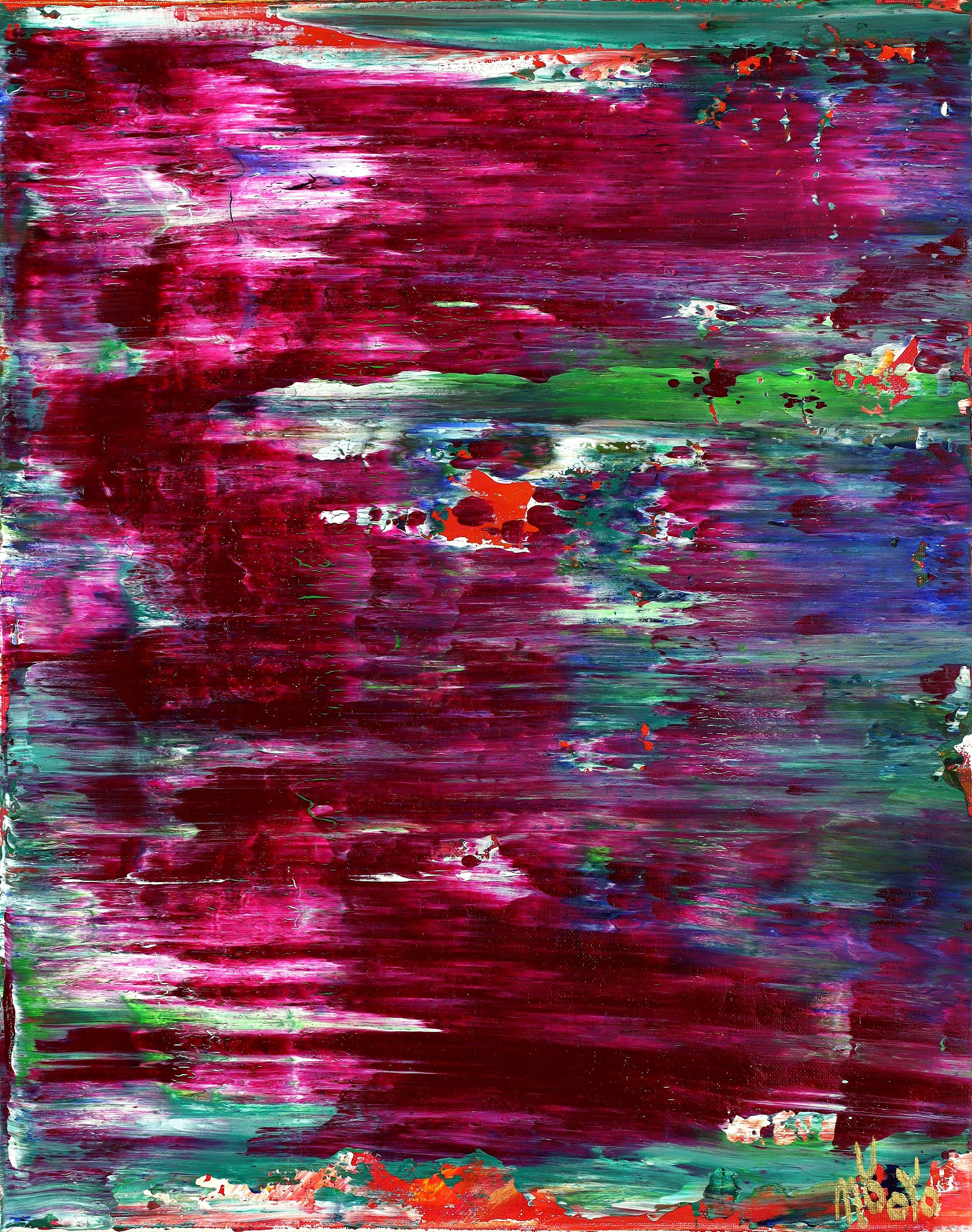 Nestor Toro Abstract Painting - Magenta panorama (Flowering), Painting, Acrylic on Canvas