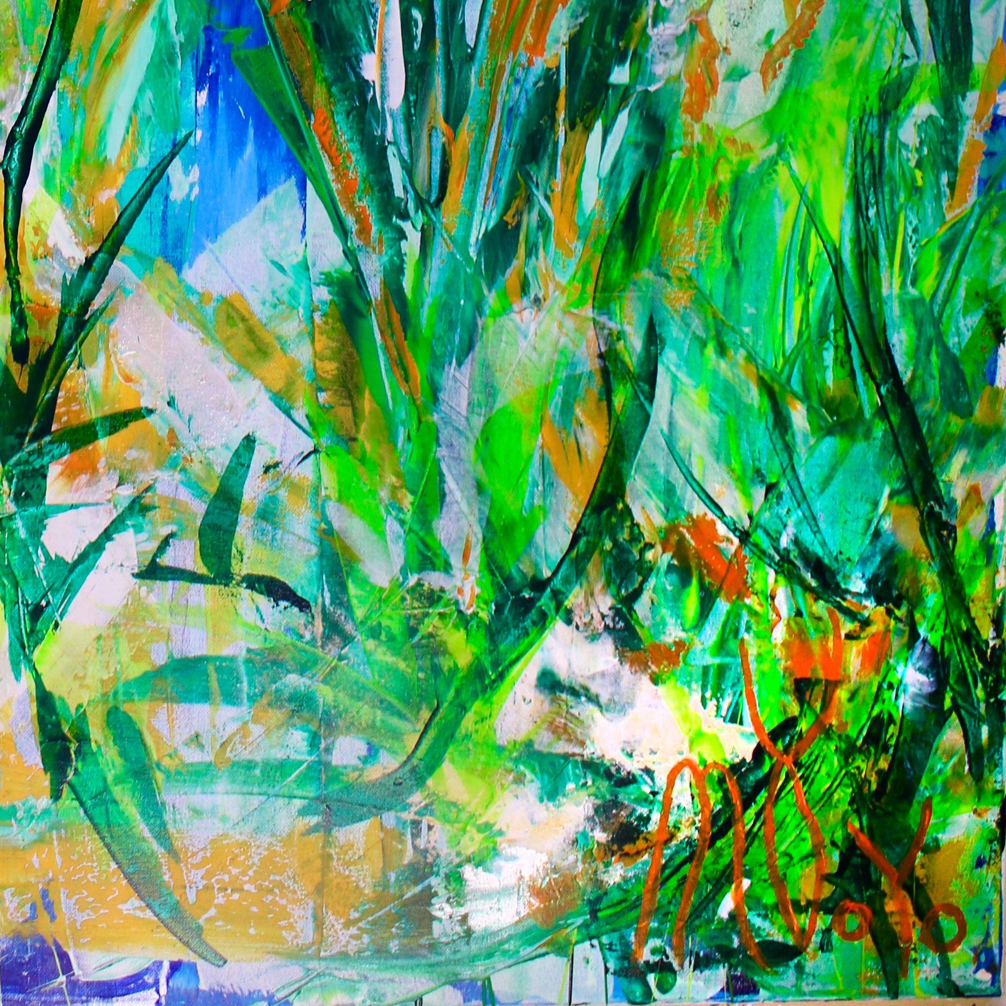 Magic Spectra (Green Forest), Pittura, Acrilico su tela - Abstract Painting Blu di Nestor Toro