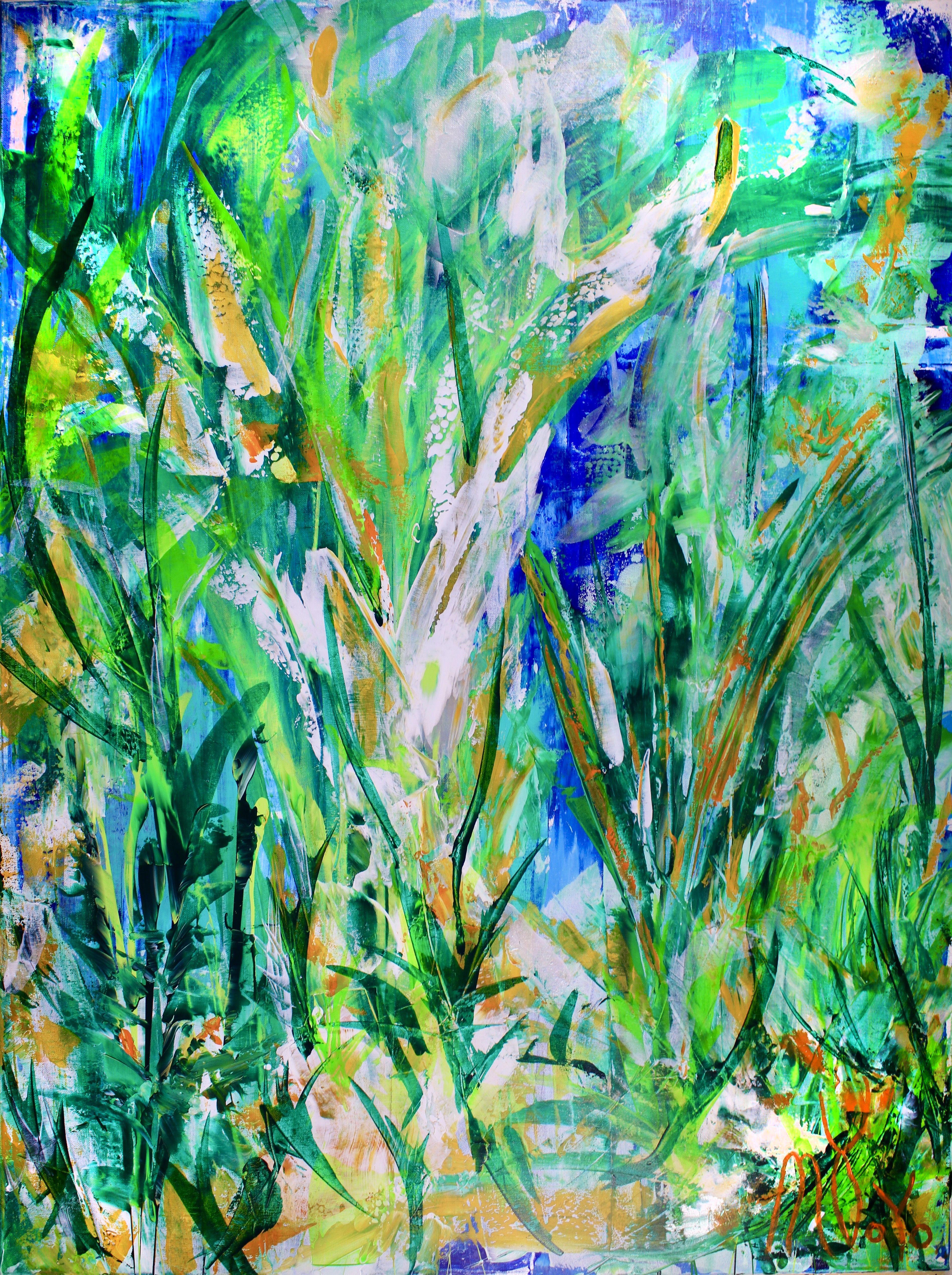 Abstract Painting di Nestor Toro - Magic Spectra (Green Forest), Pittura, Acrilico su tela