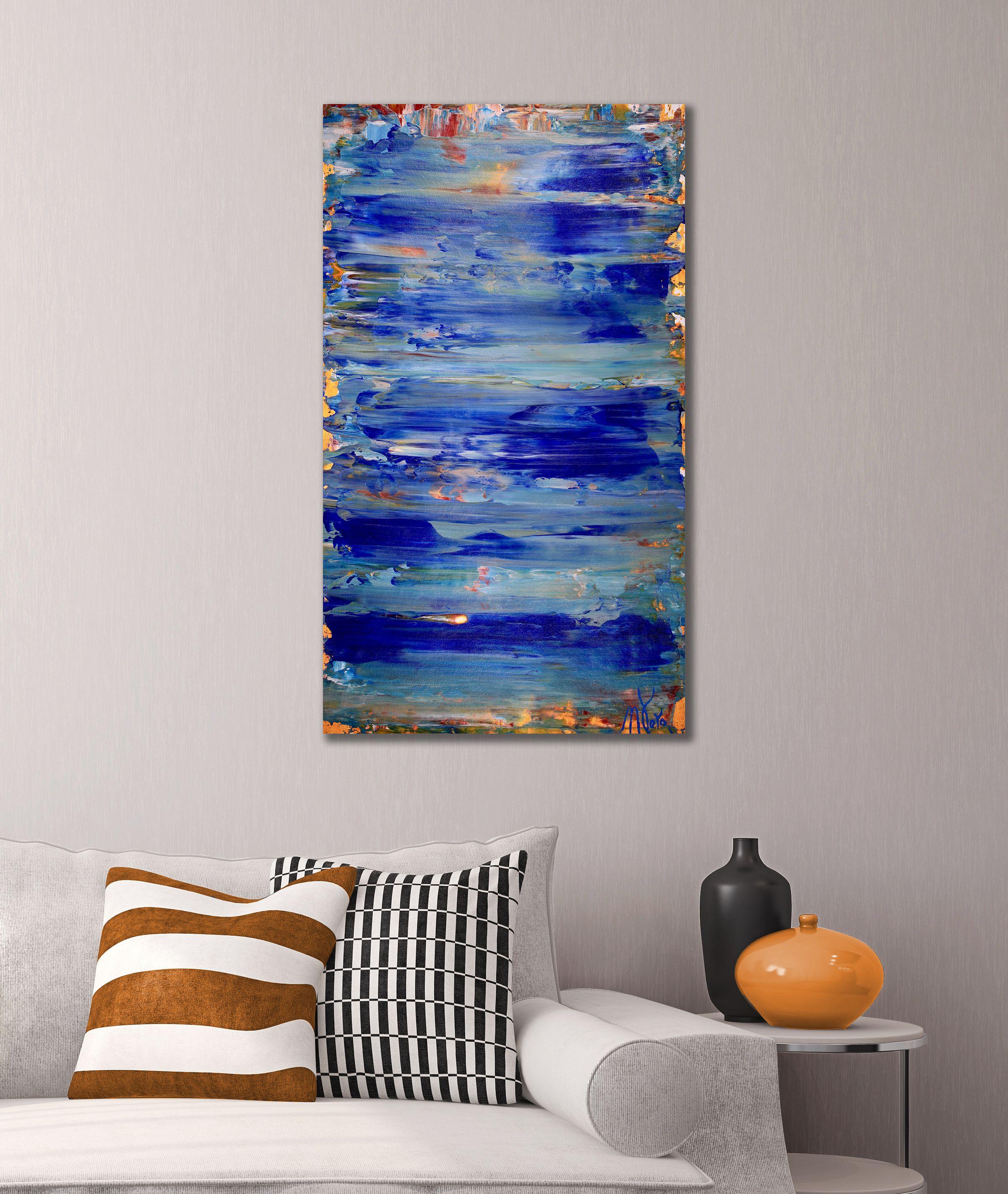 Mediterraneo, Painting, Acrylic on Canvas - Blue Abstract Painting by Nestor Toro