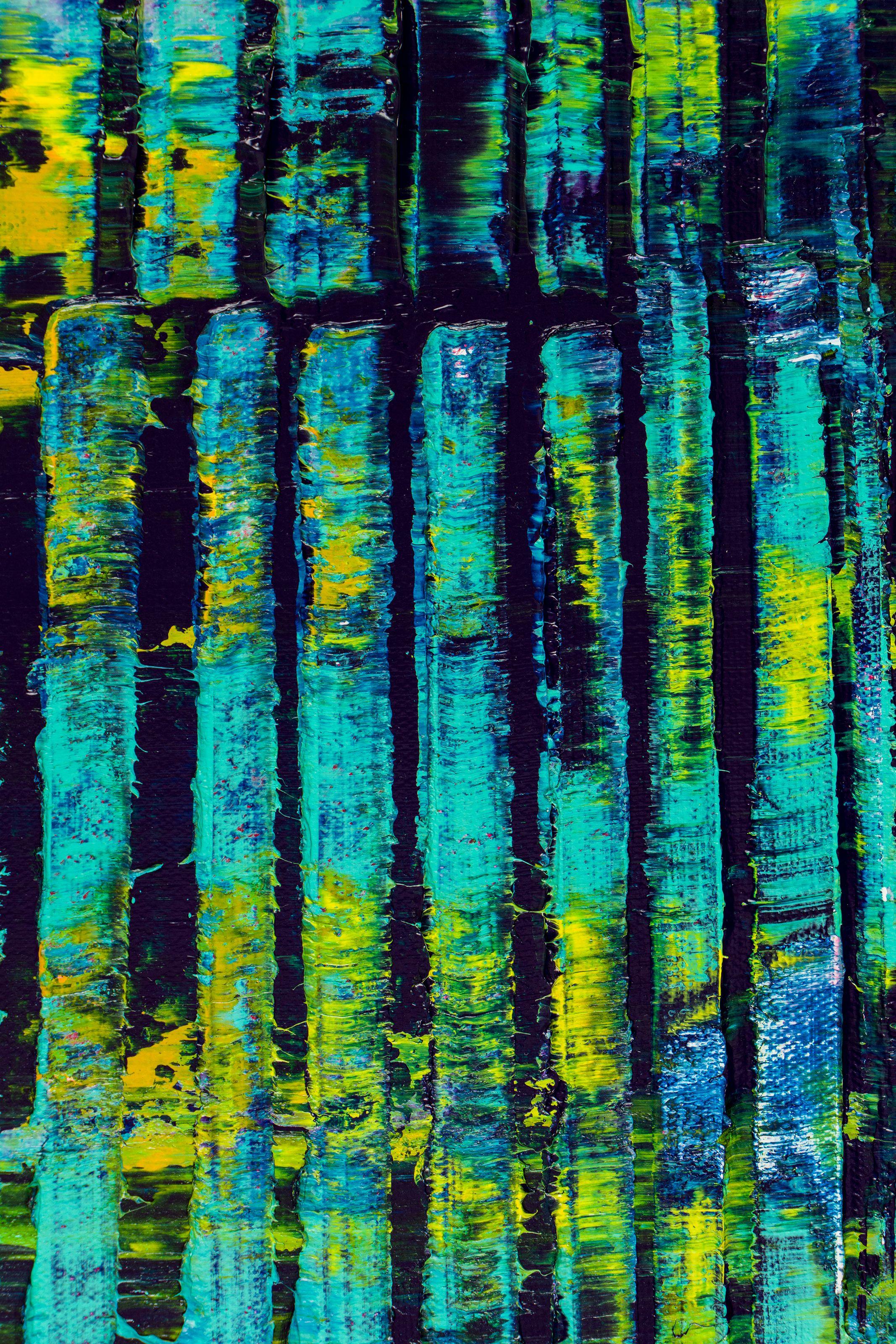 Modern spectra and lights (With Teal), Painting, Acrylic on Canvas For Sale 2