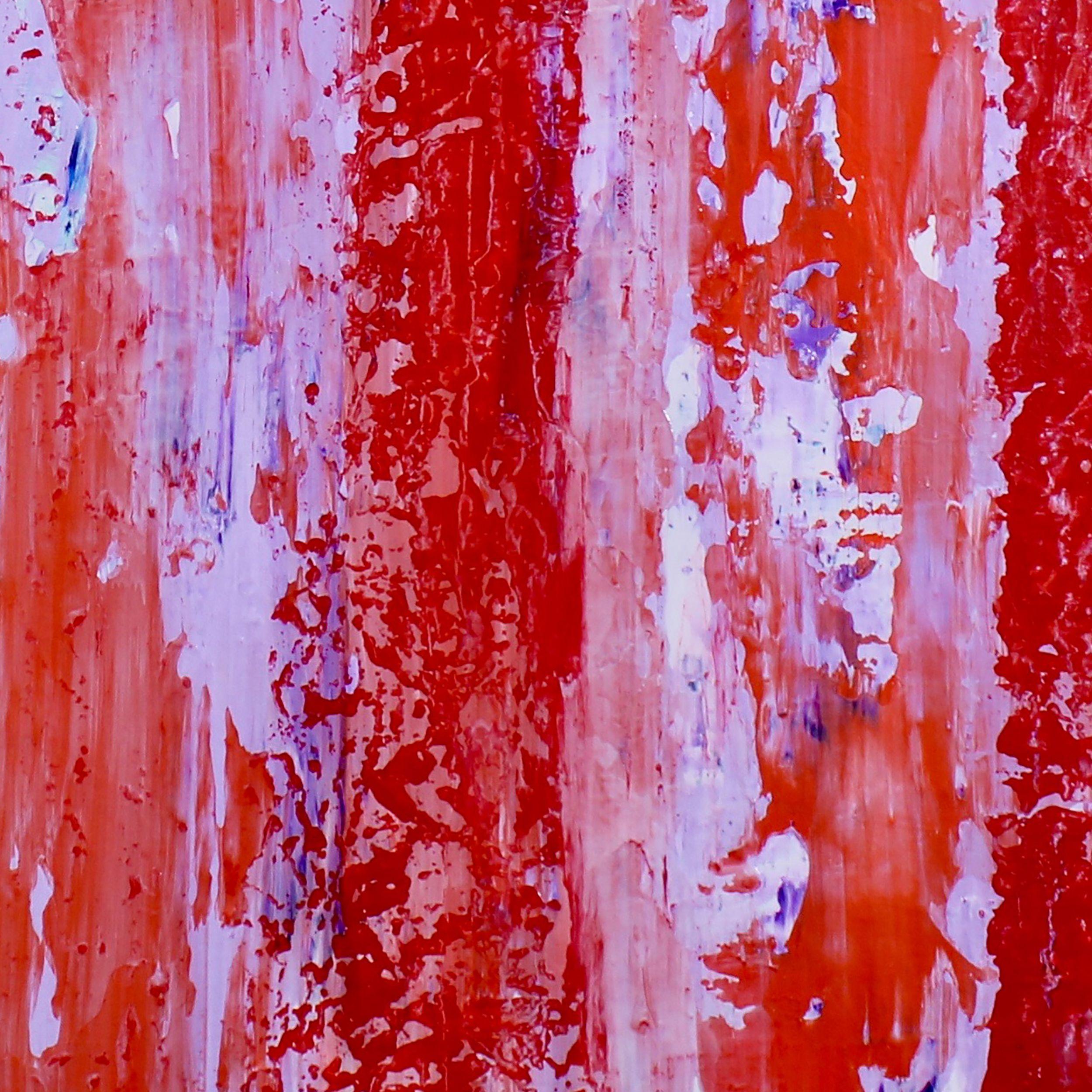 Pittura acrilica astratta di paesaggio con colori vibranti e contrastanti. Texture e stratificazione con acrilici fluidi e traslucidi e medium lucidi. Ispirato dal tramonto.    Quest'opera è stata creata su una tela sfusa di alta qualità e viene