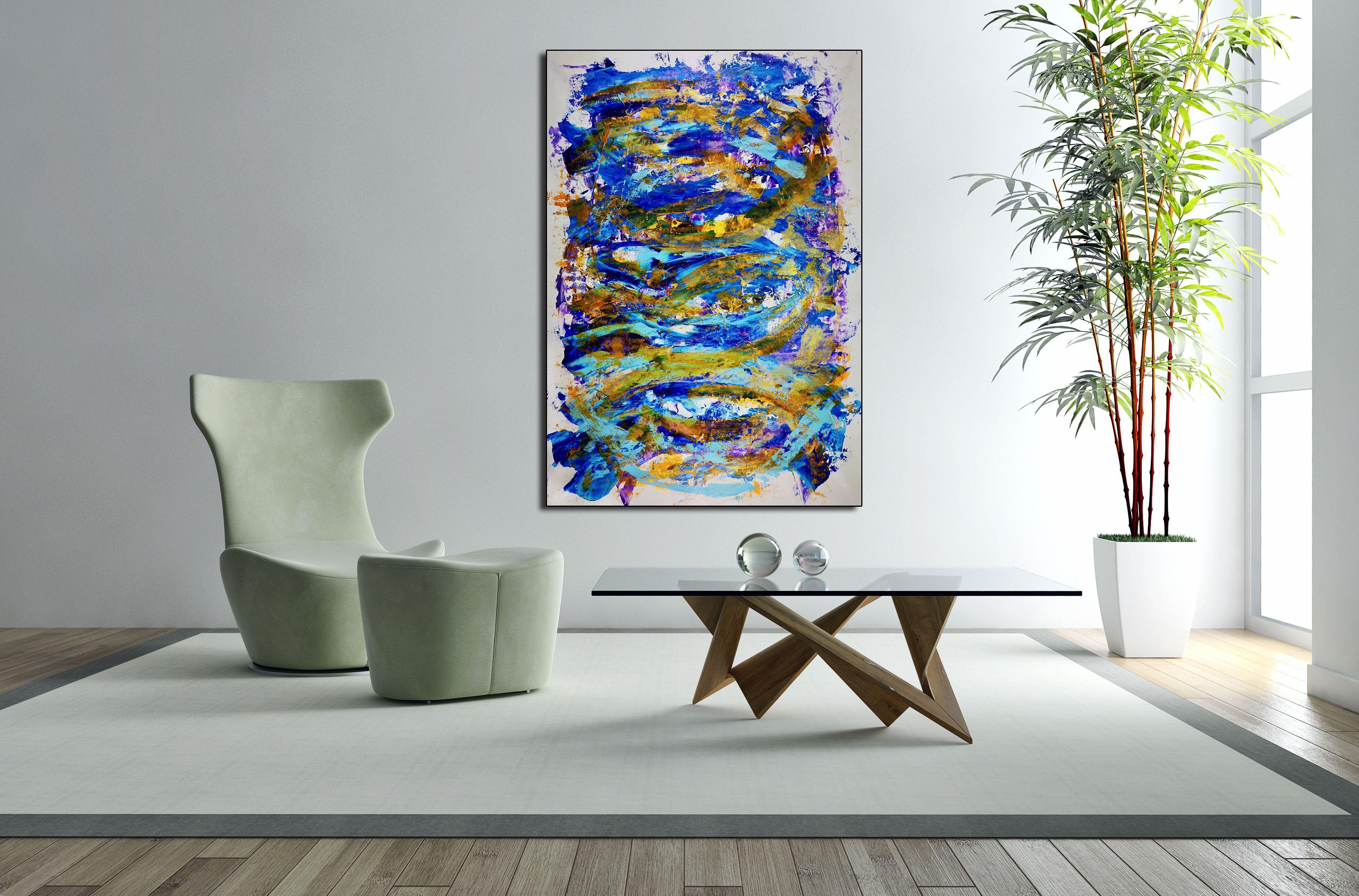ORIGINAL FINE ABSTRACTS - ONE OF A KIND!    Acrylic abstract painting conveys motion energy as well as lots of light and fast changes in color contrast. Active and contemplative feel with intricate details that will make you get lost in it!!!