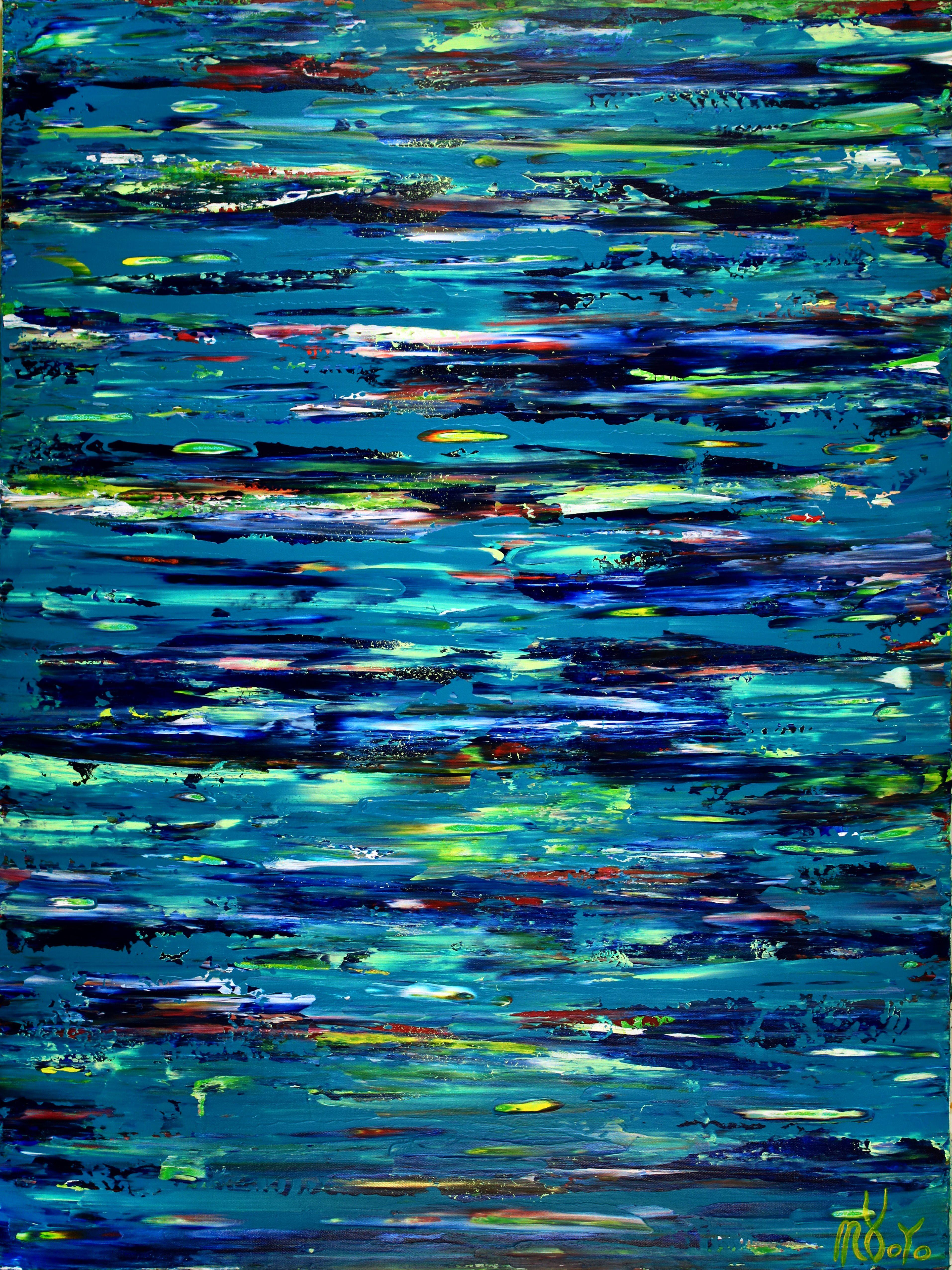Nestor Toro Abstract Painting - Never Ending Blues, Painting, Acrylic on Canvas
