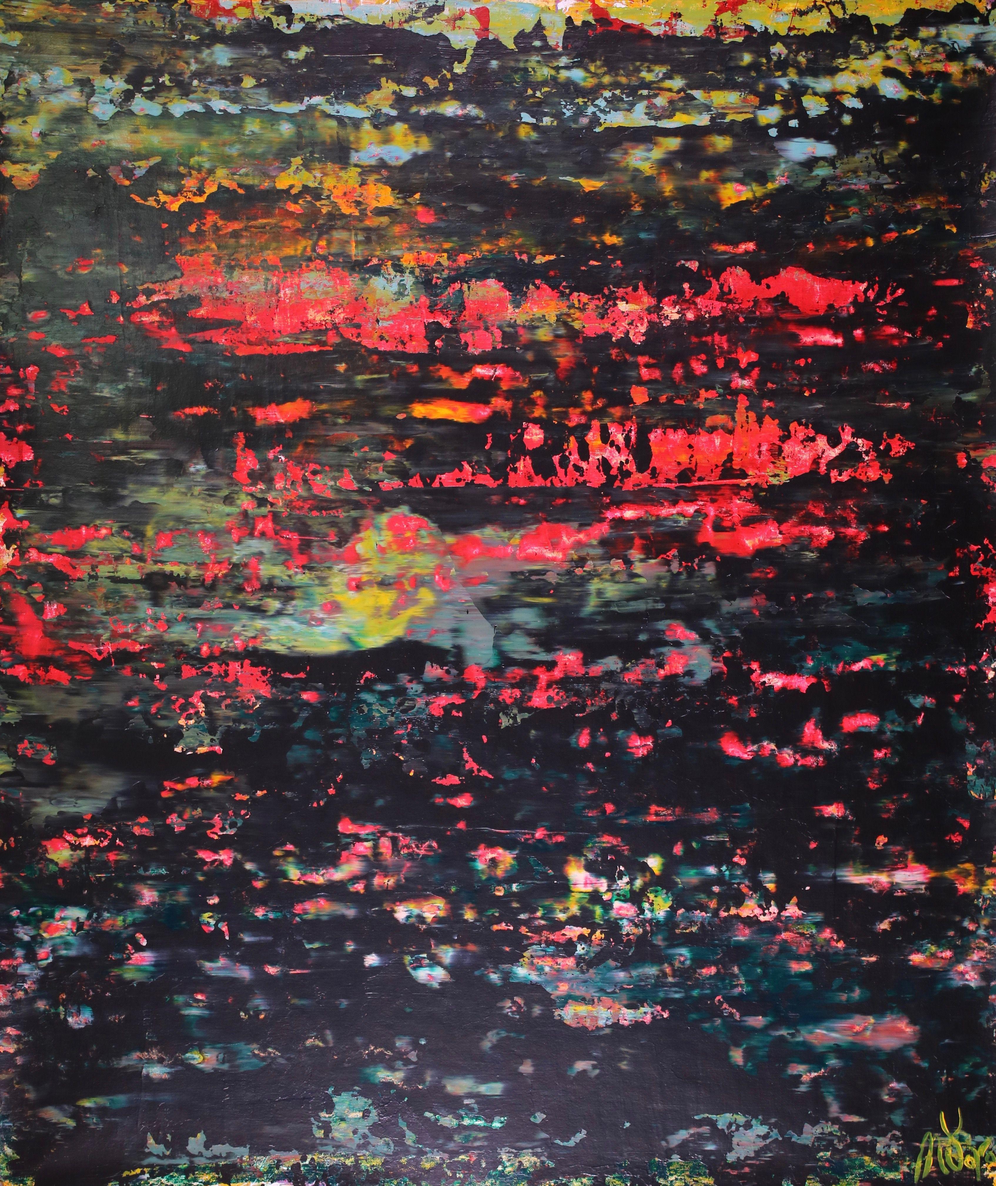 Nestor Toro Abstract Painting - Night Time Jorney, Painting, Acrylic on Canvas