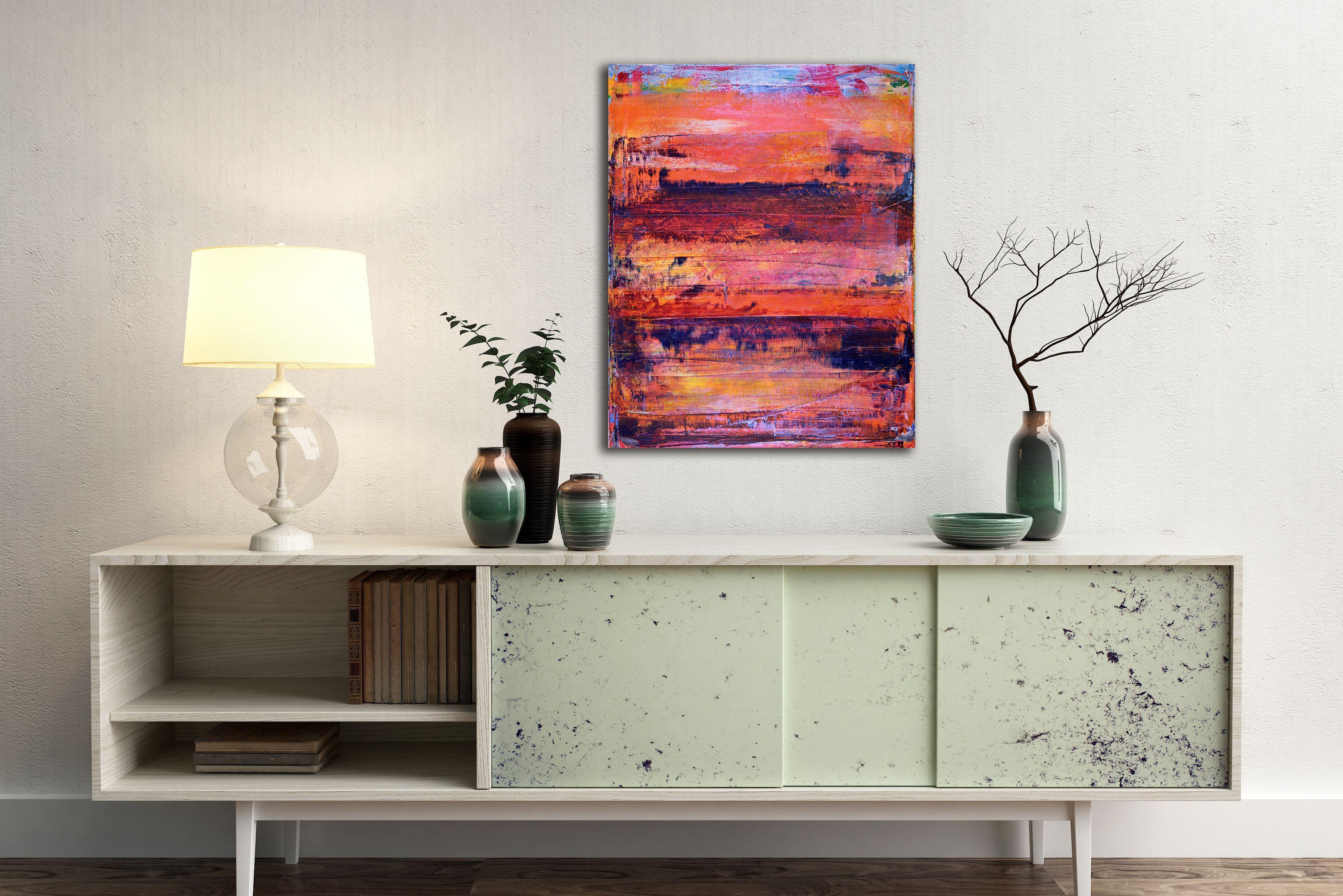 Contemplazione notturna #2, Pittura, Acrilico su tela - Abstract Painting Rosa di Nestor Toro