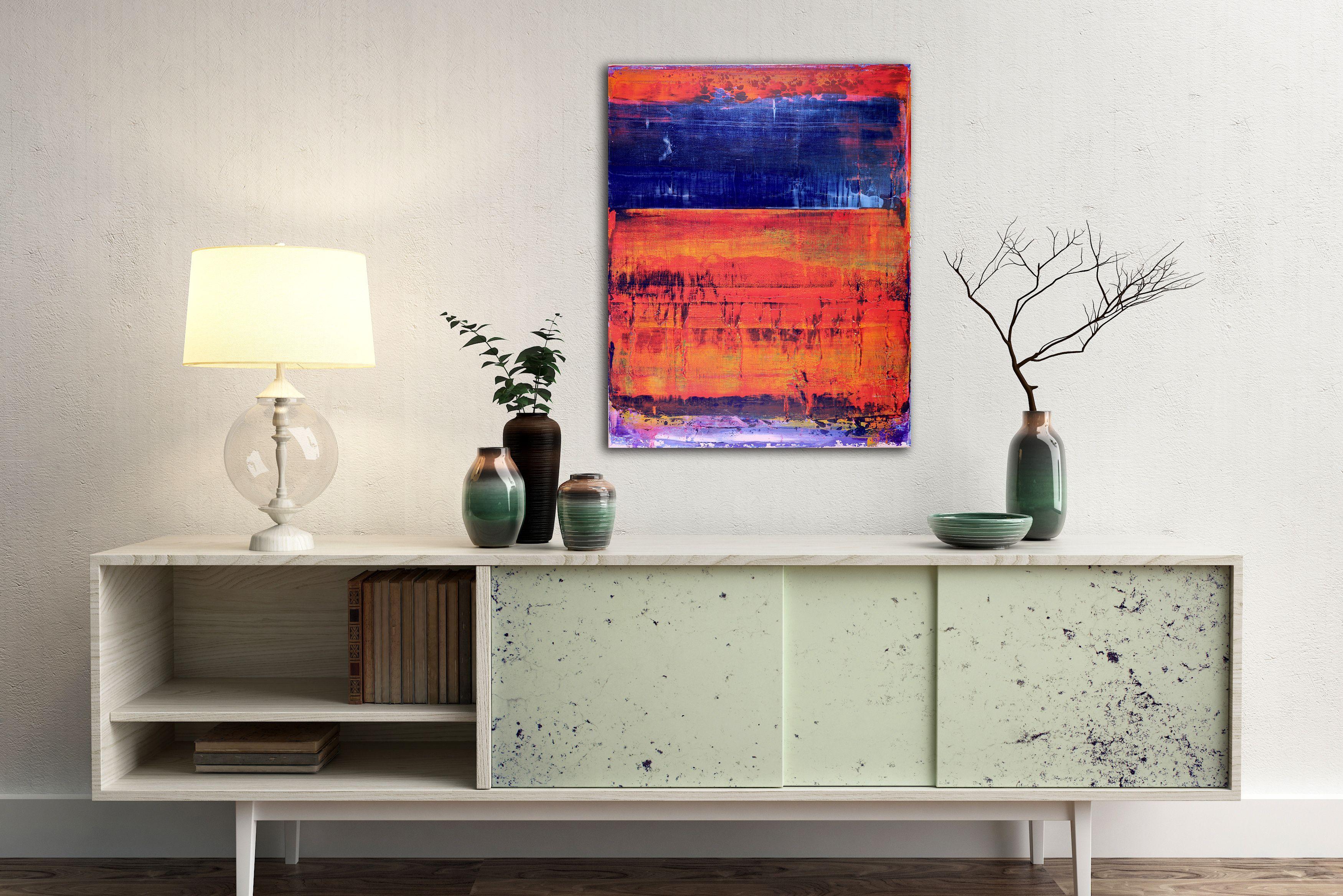 Contemplazione notturna, Pittura, Acrilico su tela - Abstract Painting Arancia di Nestor Toro