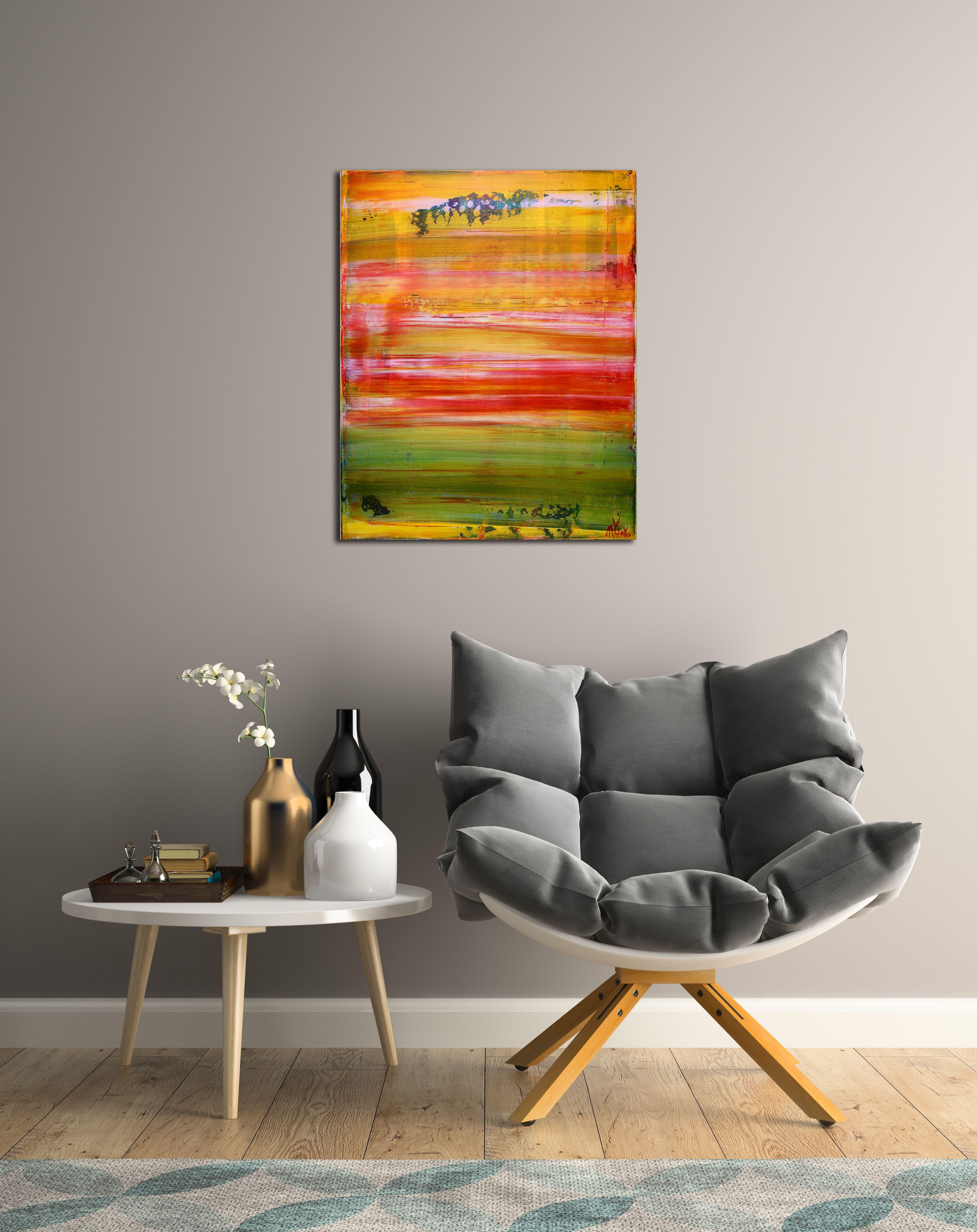 Paesaggio astratto in acrilico con colori arancioni e gialli, pittura di campo a contrasto espressivo. Texture e stratificazione con acrilici fluidi e traslucidi e medium iridescenti.    ASTRATTI ORIGINALI DI PREGIO - UNICI NEL LORO GENERE! 