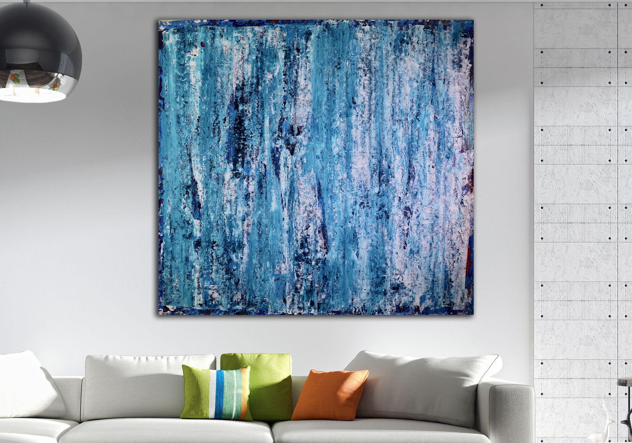 Pensieri dell'oceano, Pittura, Acrilico su tela - Abstract Painting Blu di Nestor Toro