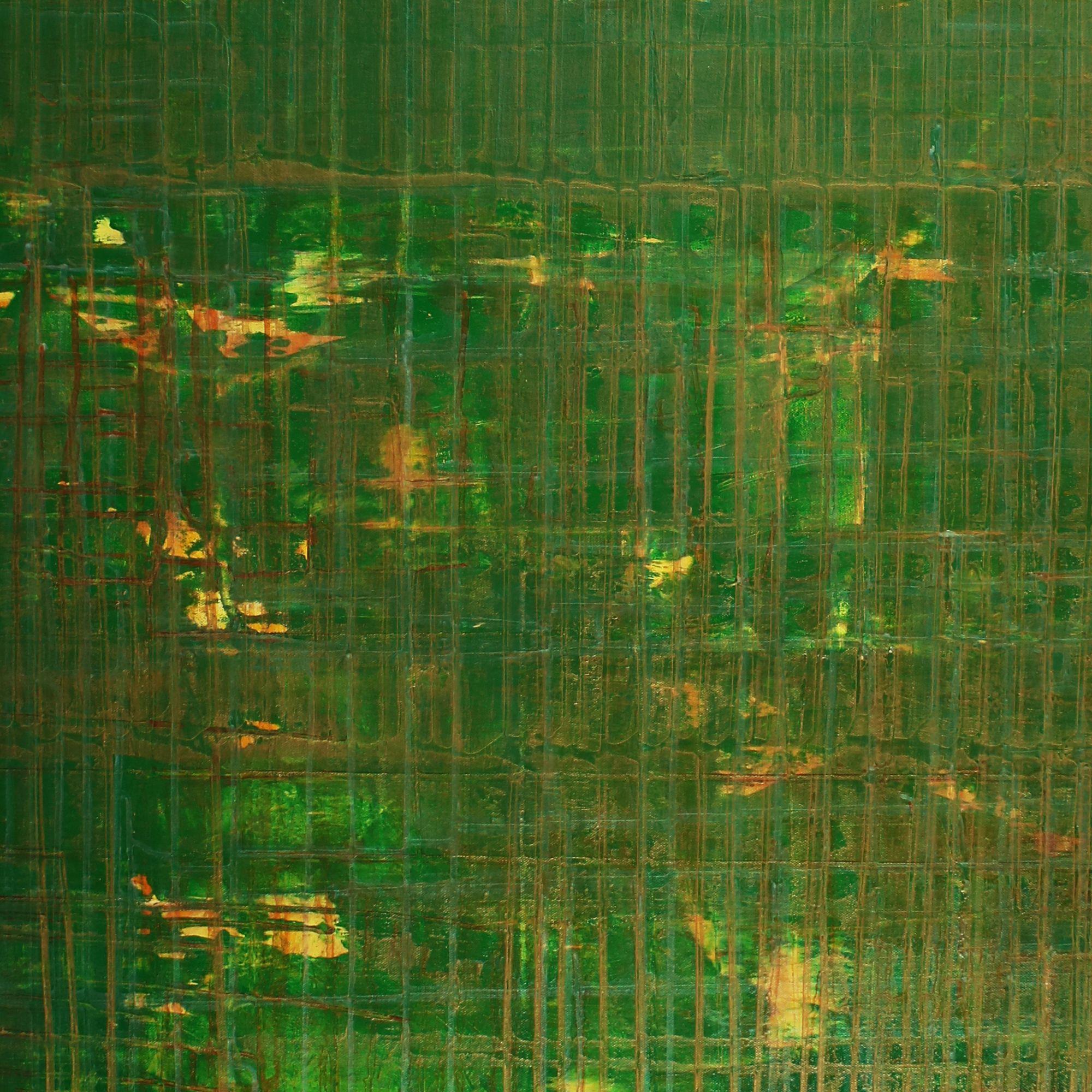 On solid ground (Iridescent spectra), Painting, Acrylic on Canvas - Green Abstract Painting by Nestor Toro