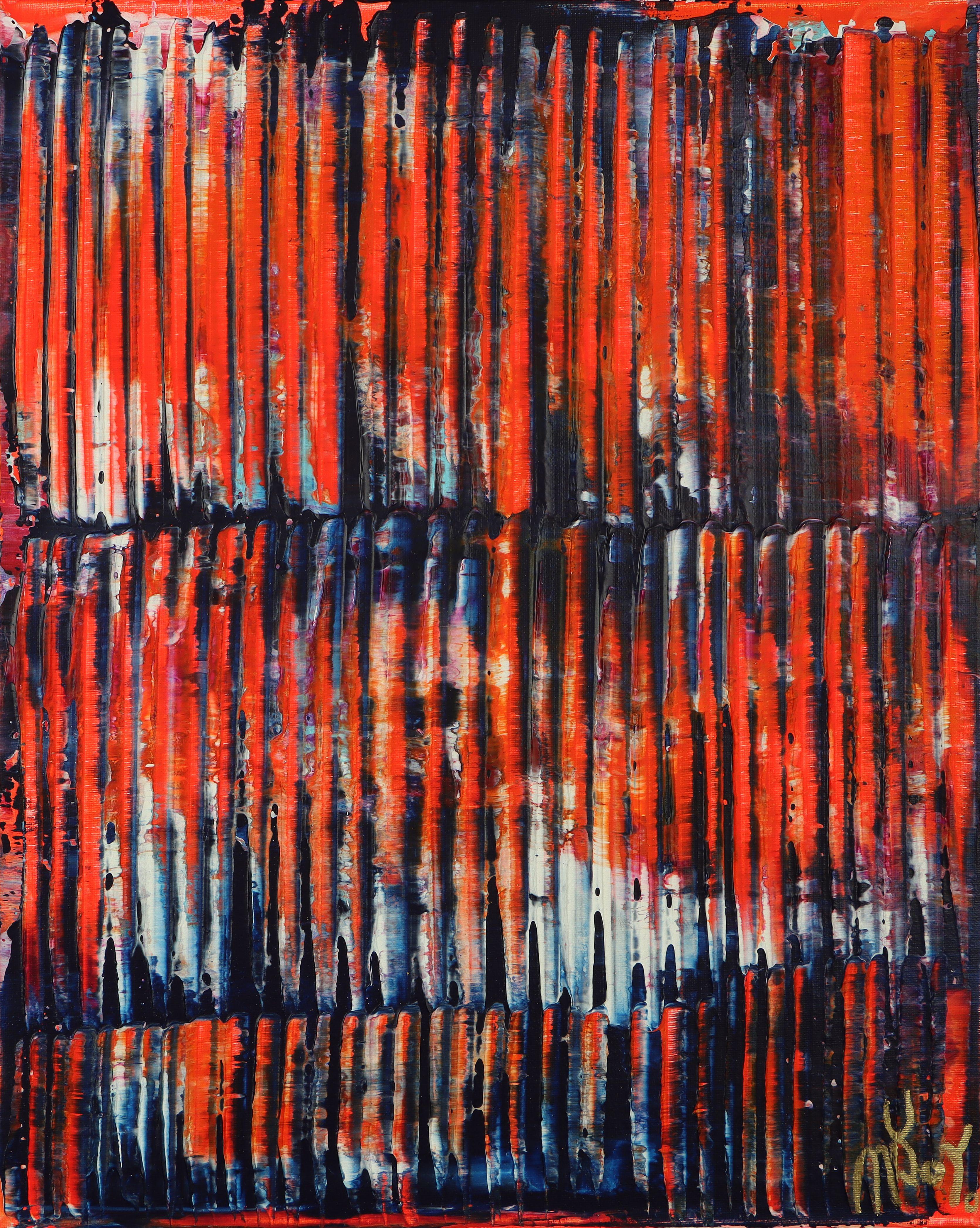 Abstract Painting di Nestor Toro - Luci e ombre arancioni, Pittura, Acrilico su tela