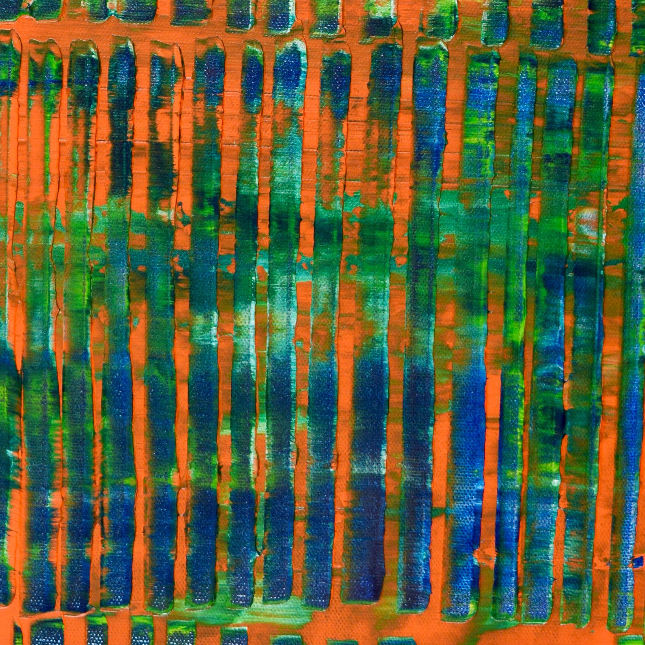 Orange panorama (blue reflections), Painting, Acrylic on Canvas For Sale 1