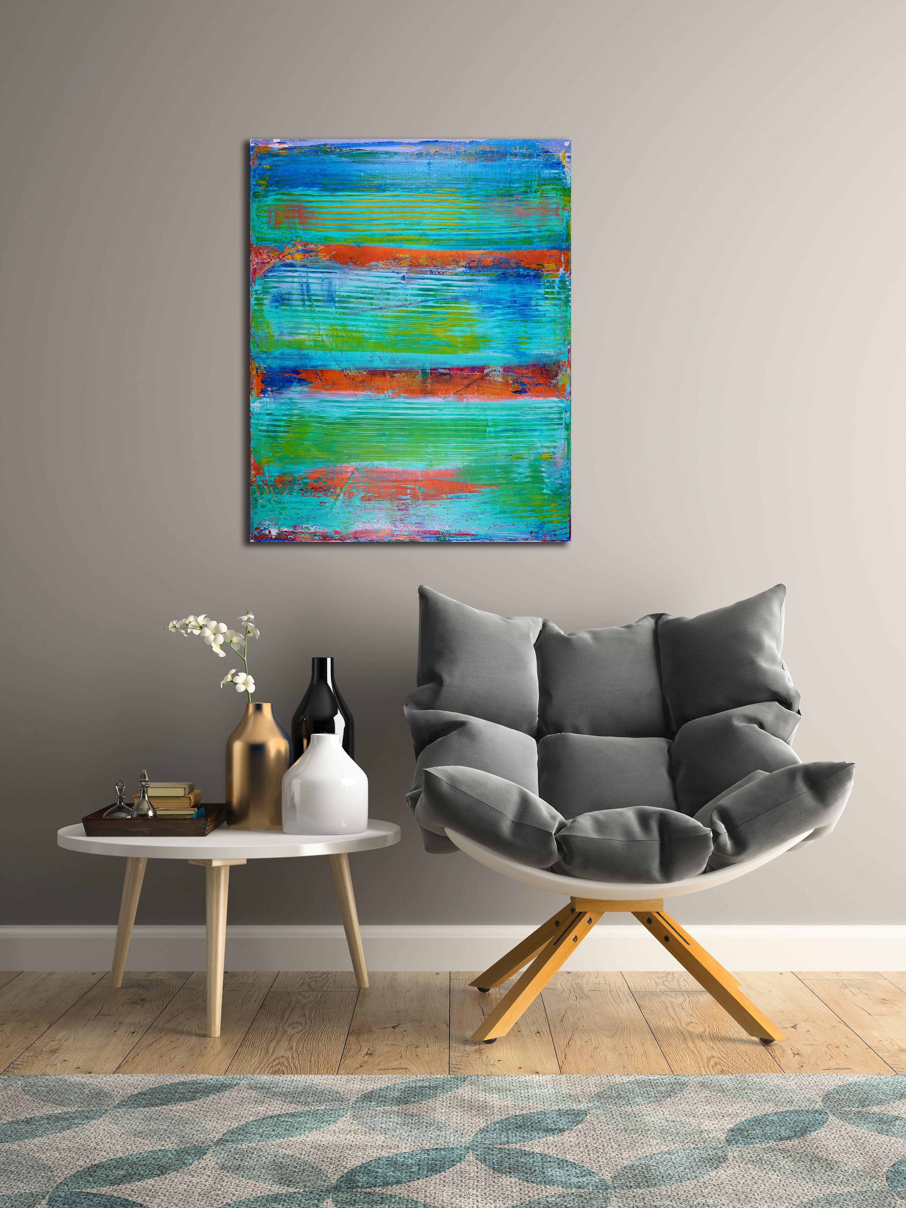 Panorama arancione, Pittura, Acrilico su tela - Abstract Painting Blu di Nestor Toro